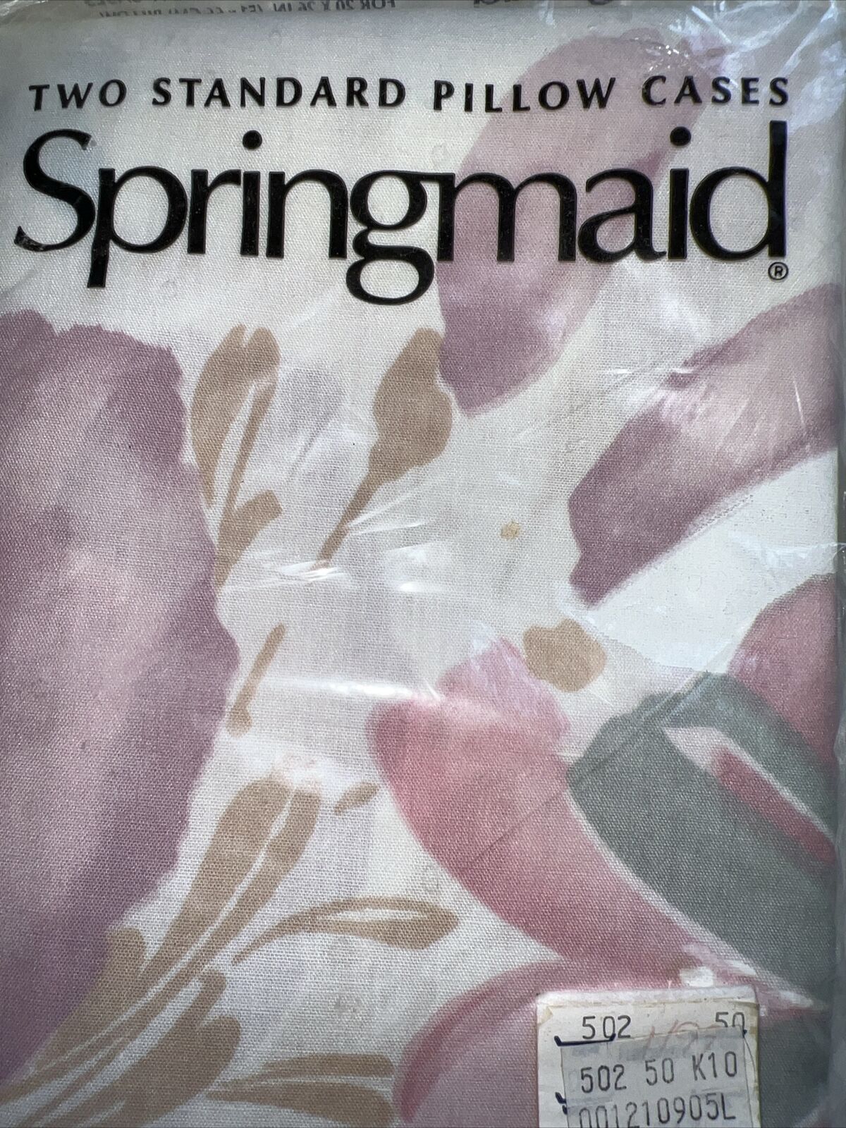 Springmaid Standard  Pillowcases No Iron Luxury Floral Pastel Set 2 Vintage NOS