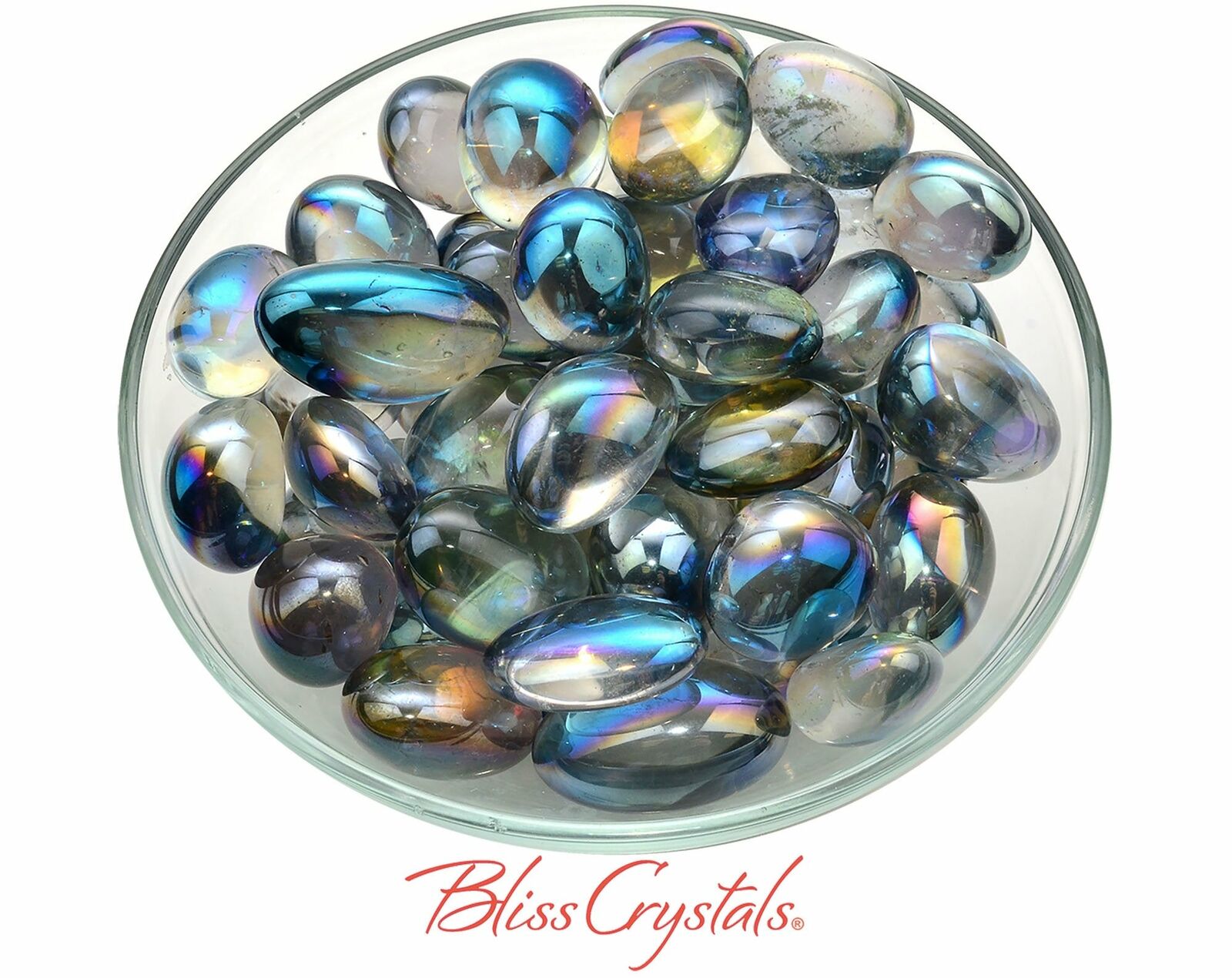 1 AQUA AURA QUARTZ Tumbled Stone, Titanium Rainbow, Aqua Aura Crystal #AQ24