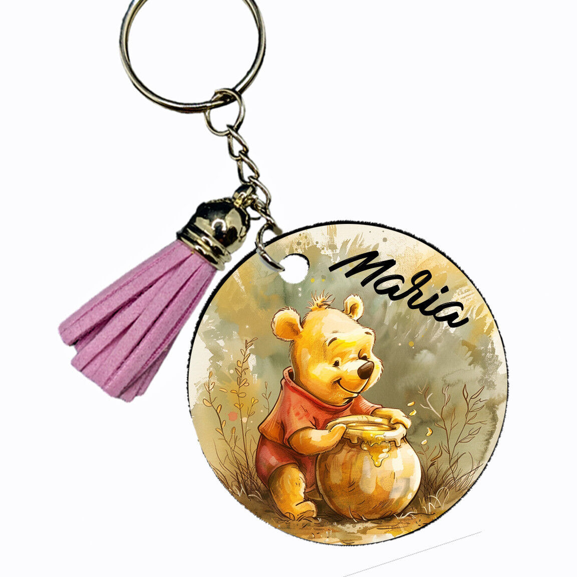 Winnie the Pooh Personalized Keyring Key Chain Choose ANY Name Custom Gift