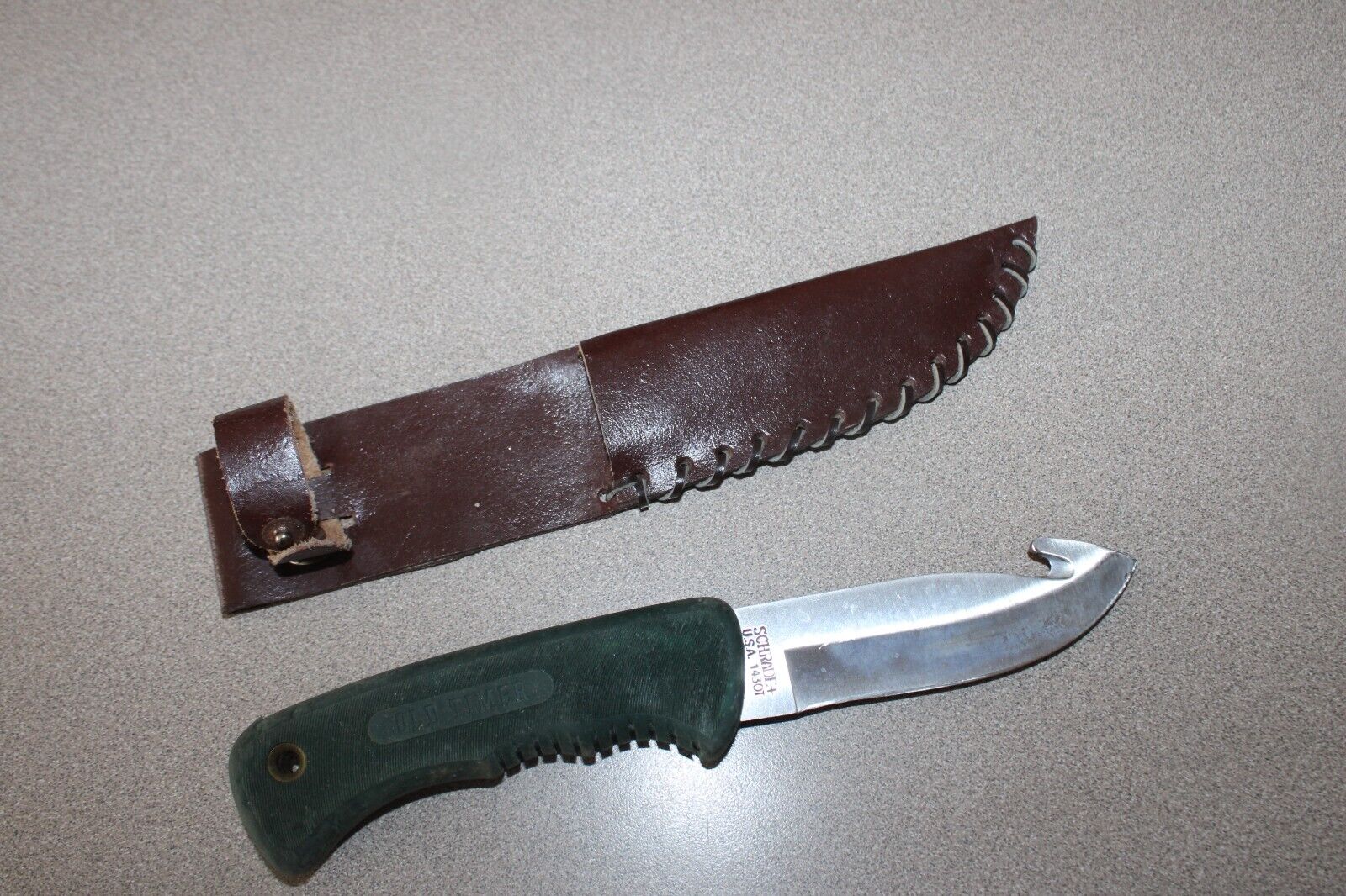 Vintage Schrade USA 143OT Old Timer Gut Hook Fixed Blade Knife W/Sheath