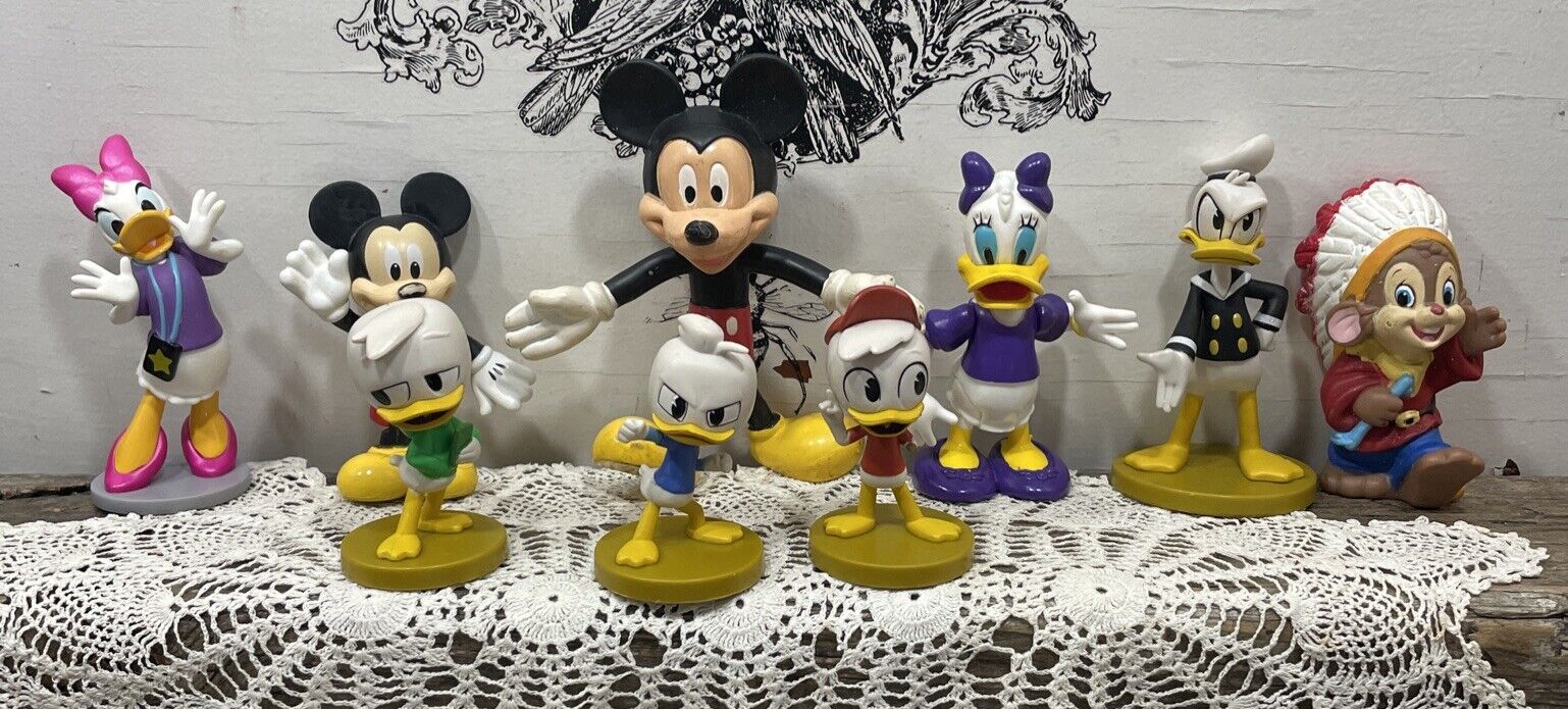 Disney Mini Figure lot of 9 Mickey Daisy American Tale Chief Donald Huey Dewy
