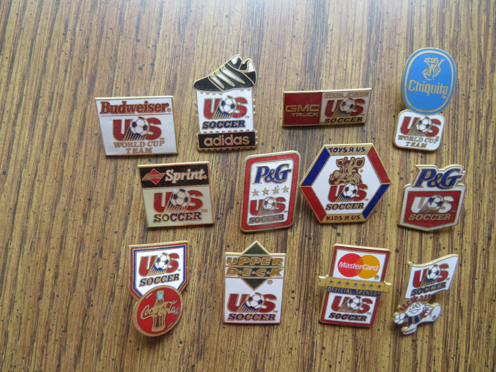Lot of Twelve(12) USA Soccer/Footall Advertising Pins From 1990s