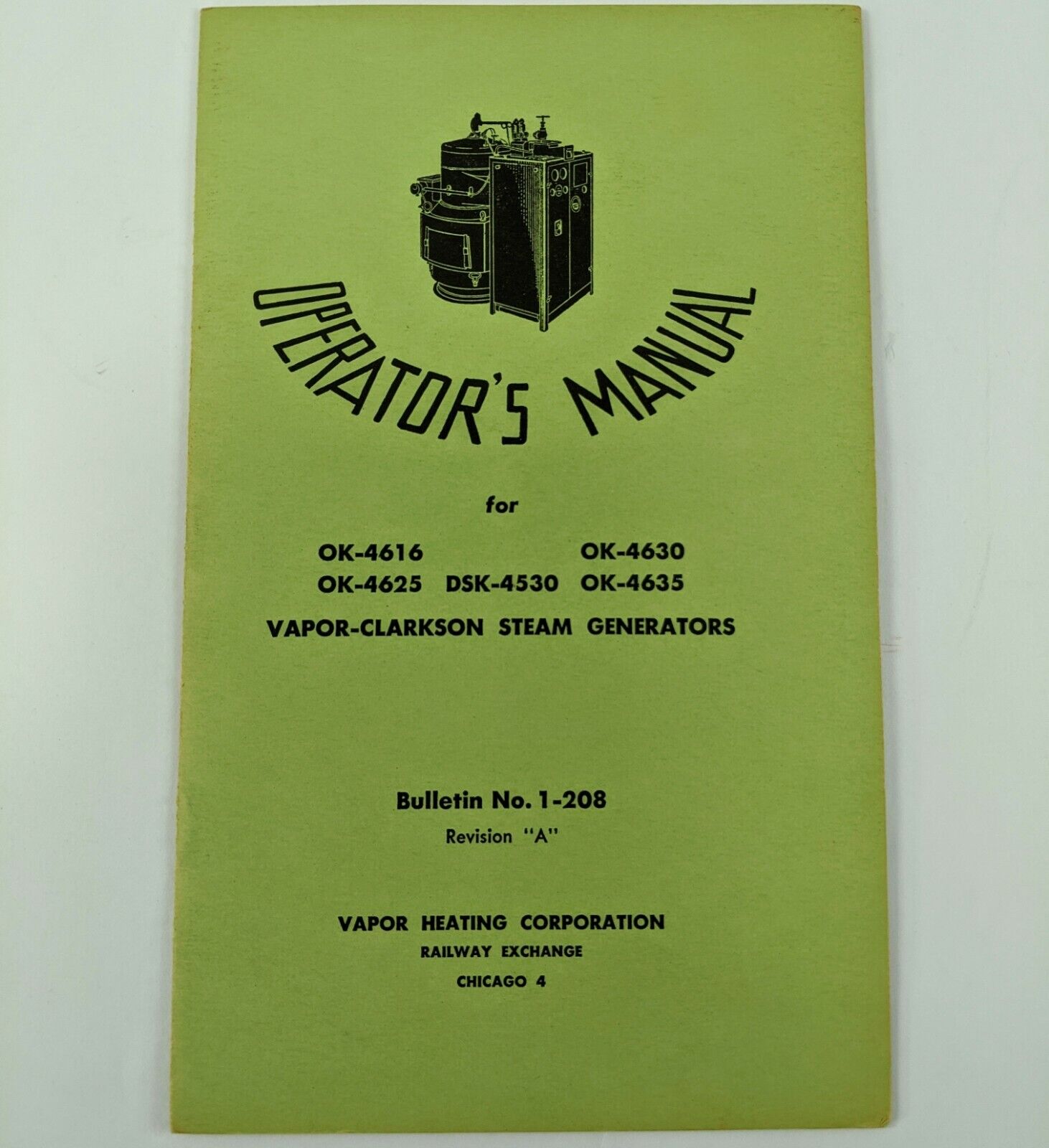 1950 Vapor Clarkson Steam Generator Operator Manual Vintage Booklet 