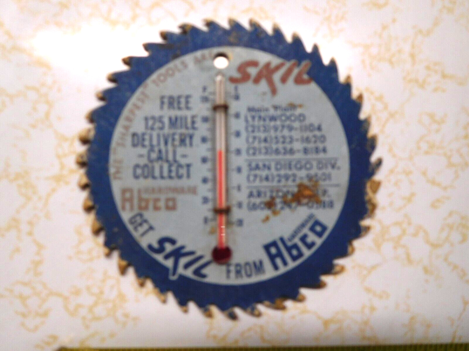 Rare Vintage Skil from Abco Blue Paper Saw Thermometer Advertising