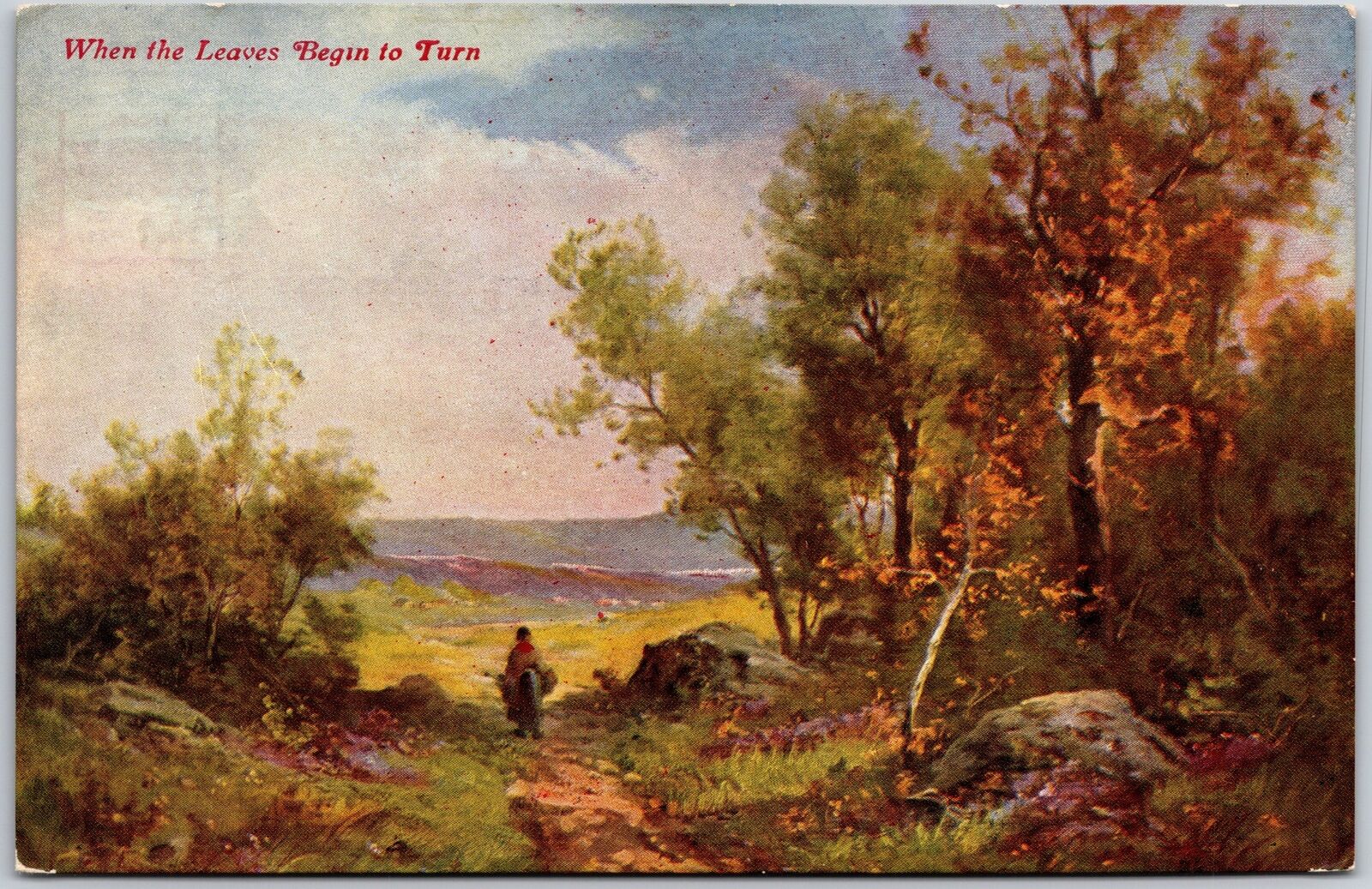 1910\'s Walking Through the Trails When Leaves Begin To Turn Posted Postcard