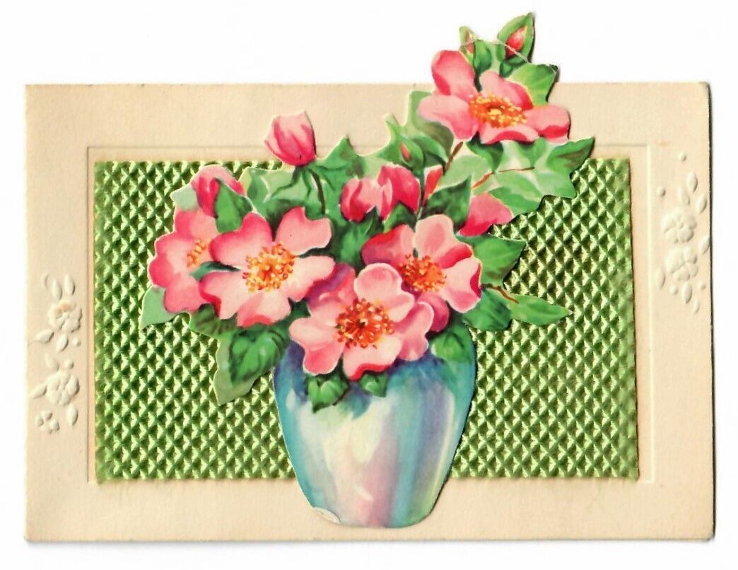 Vintage Birthday Card Doehla Fine Arts Vase of Flowers Made in U S A 7815
