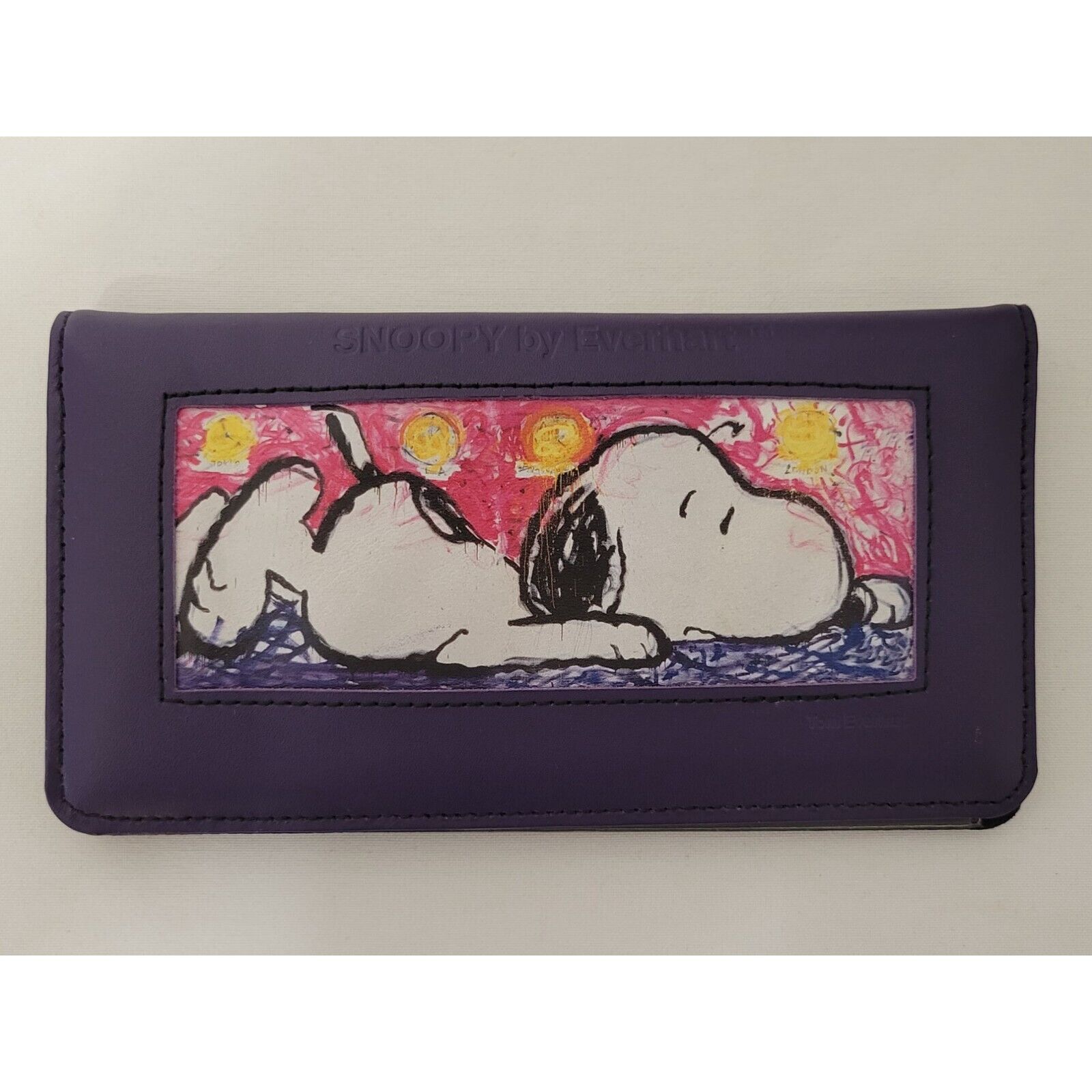 Tom Everhart Snoopy By Everhart Purple Peanuts Leather Checkbook