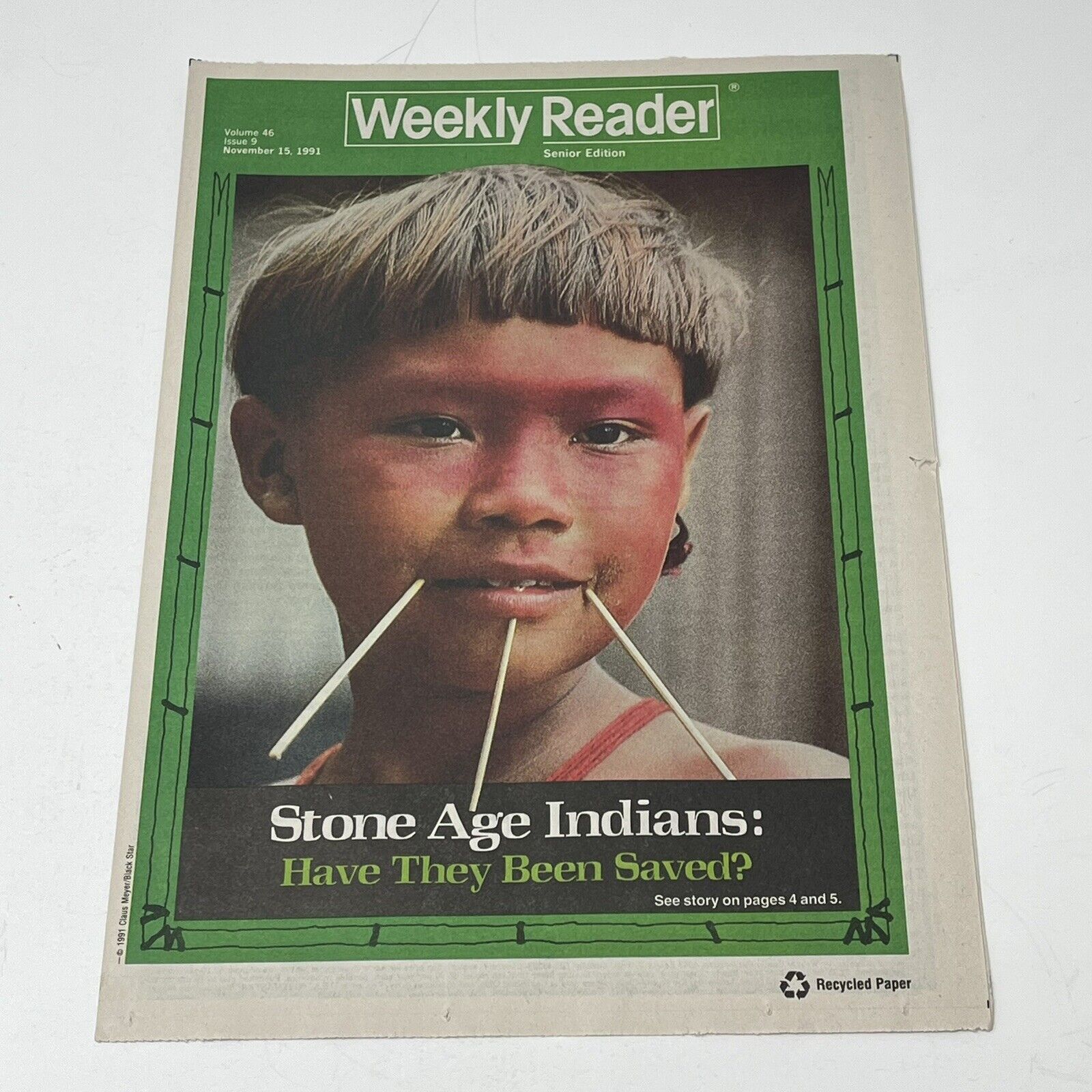 1991 Weekly Reader Magazine Venezuela Stone Age Indians Saved Bronze Age Iceman