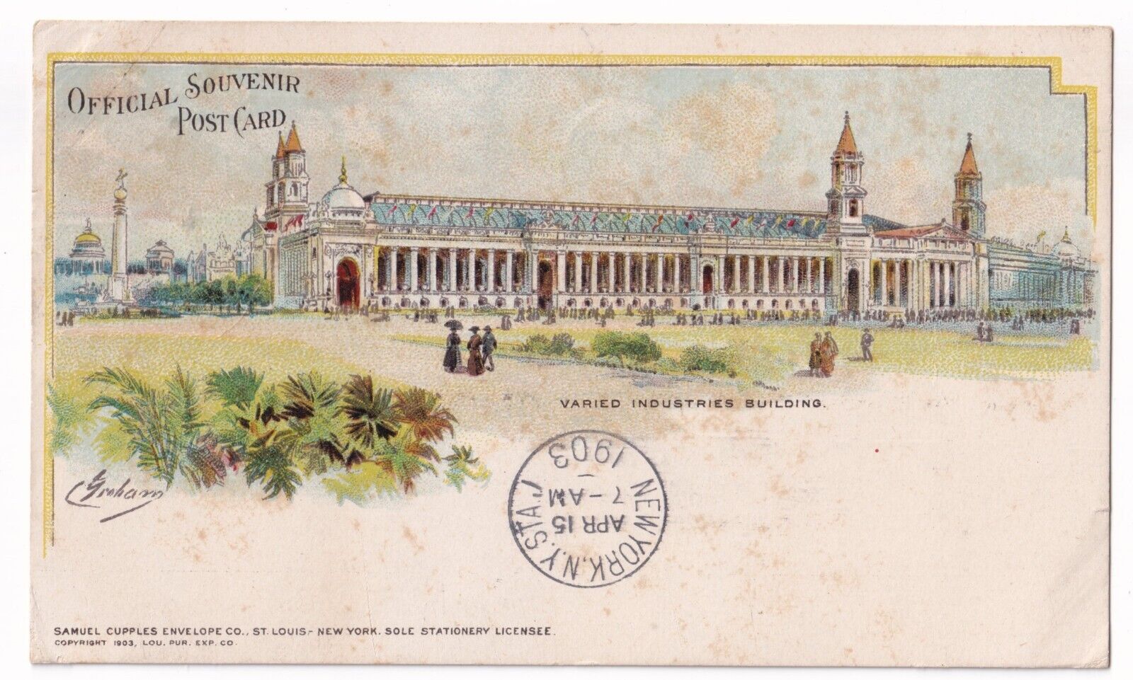 Post Card Official Souvenir World's Fair St. Louis Varied Industries posted 1903