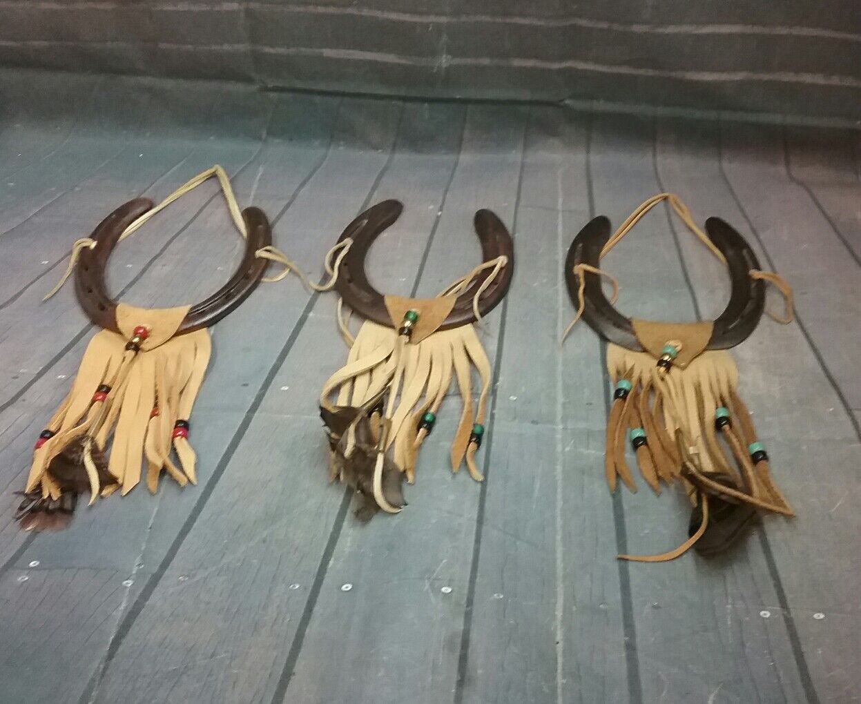 St Croix Forge Horseshoes Leather Fringe Set of 3 Lucky