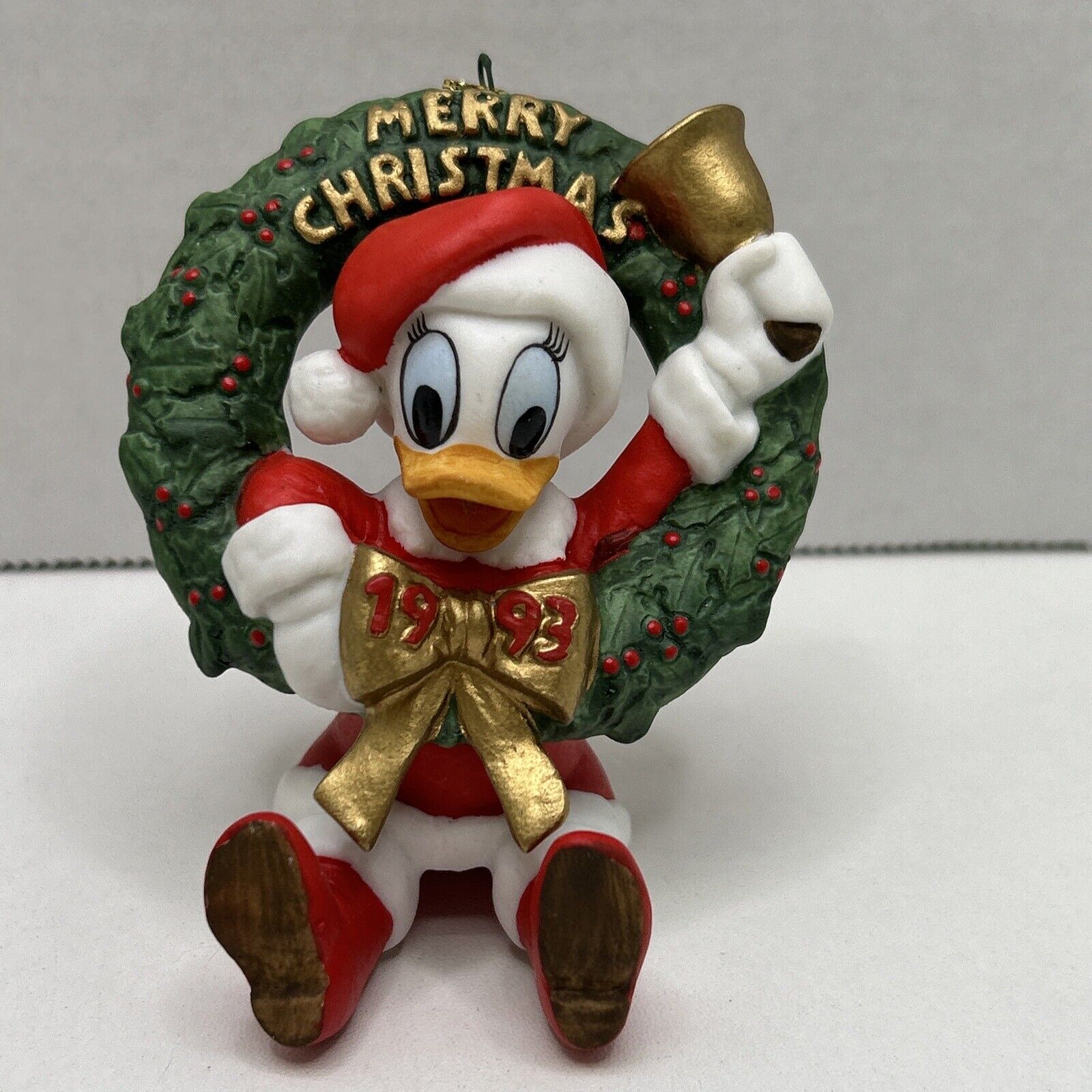 Vintage Disney Grolier 1993 Daisy Duck SANTA Ceramic Christmas Ornament