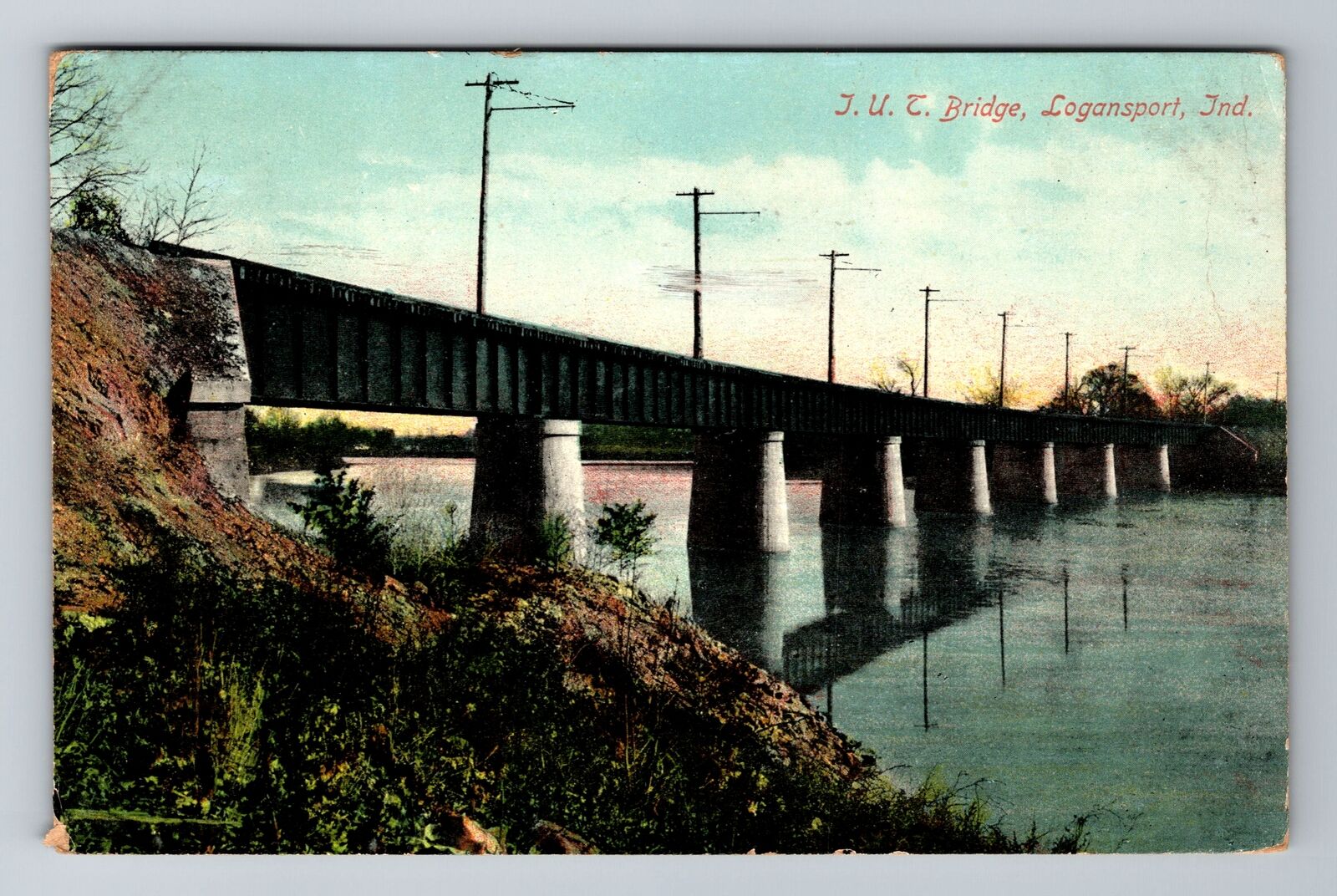 Logansport IN-Indiana, T U C Bridge, Antique Vintage c1910 Postcard