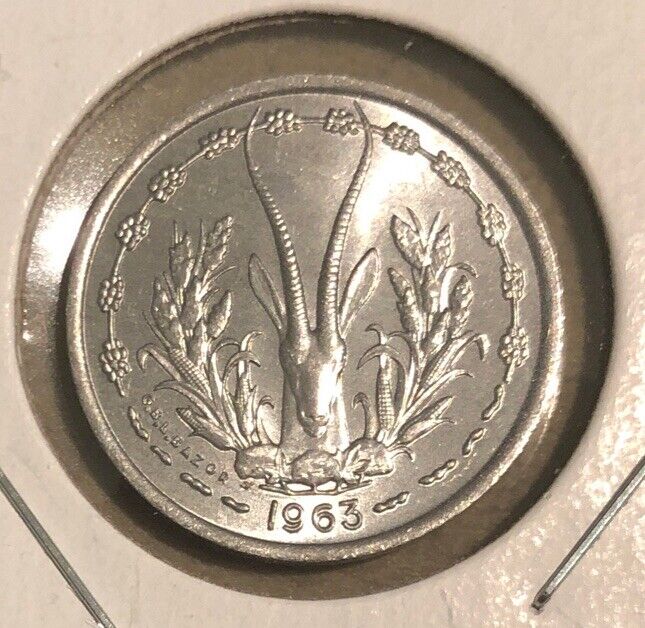 1963 West African States 1 Franc UNCIRCULATED Aluminum Coin-23MM-KM#3.1