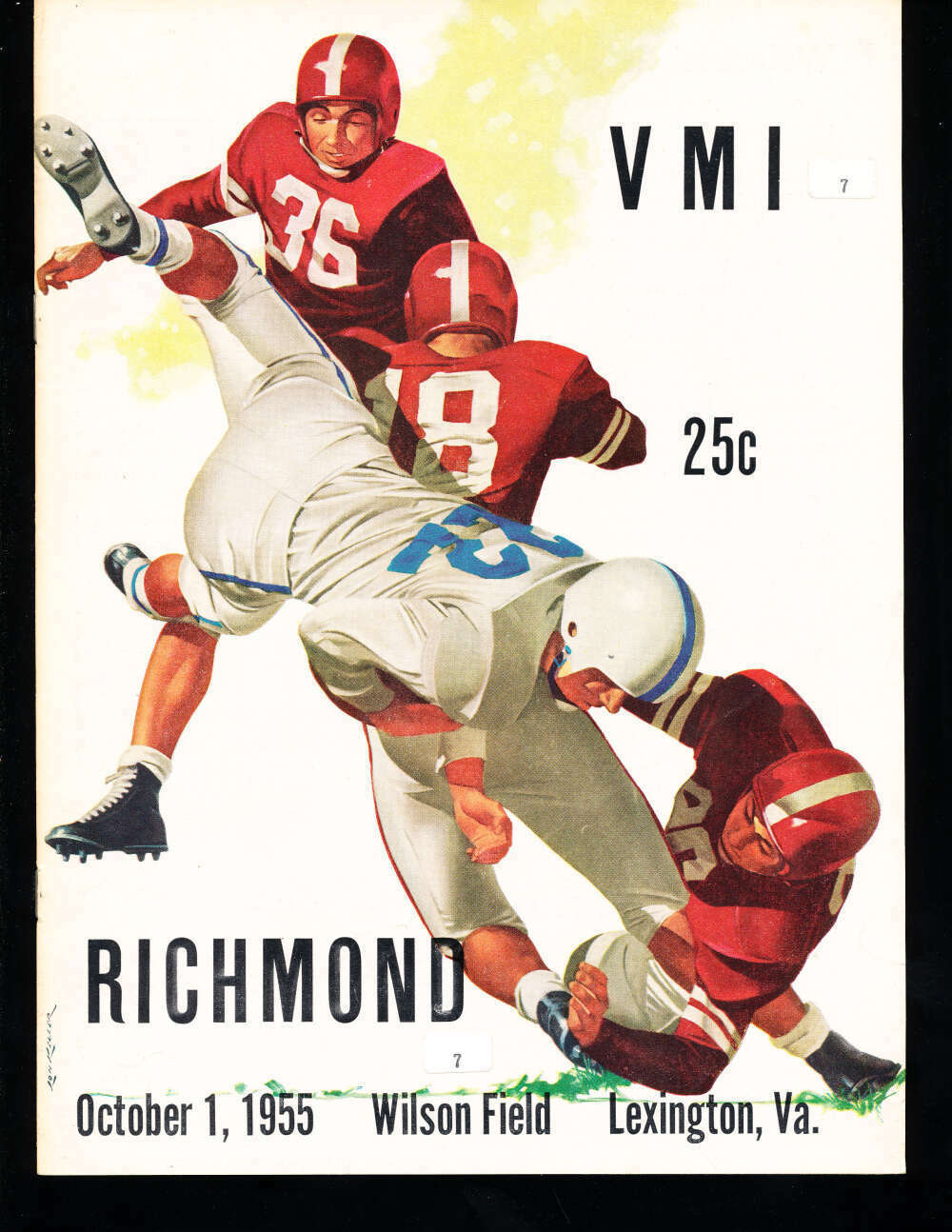 10/1 1955 VMI vs Richmond Football Program bx40