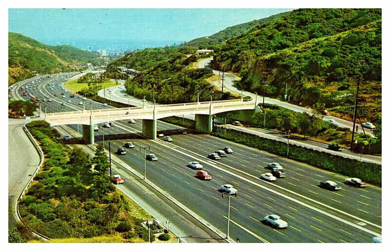 Postcard HIGHWAY SCENE Hollywood California CA AQ1928
