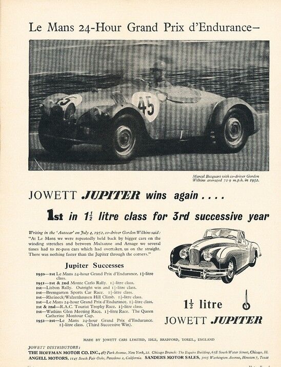 1952 Jowett Jupiter Original Advertisement Print Art Car Ad J929