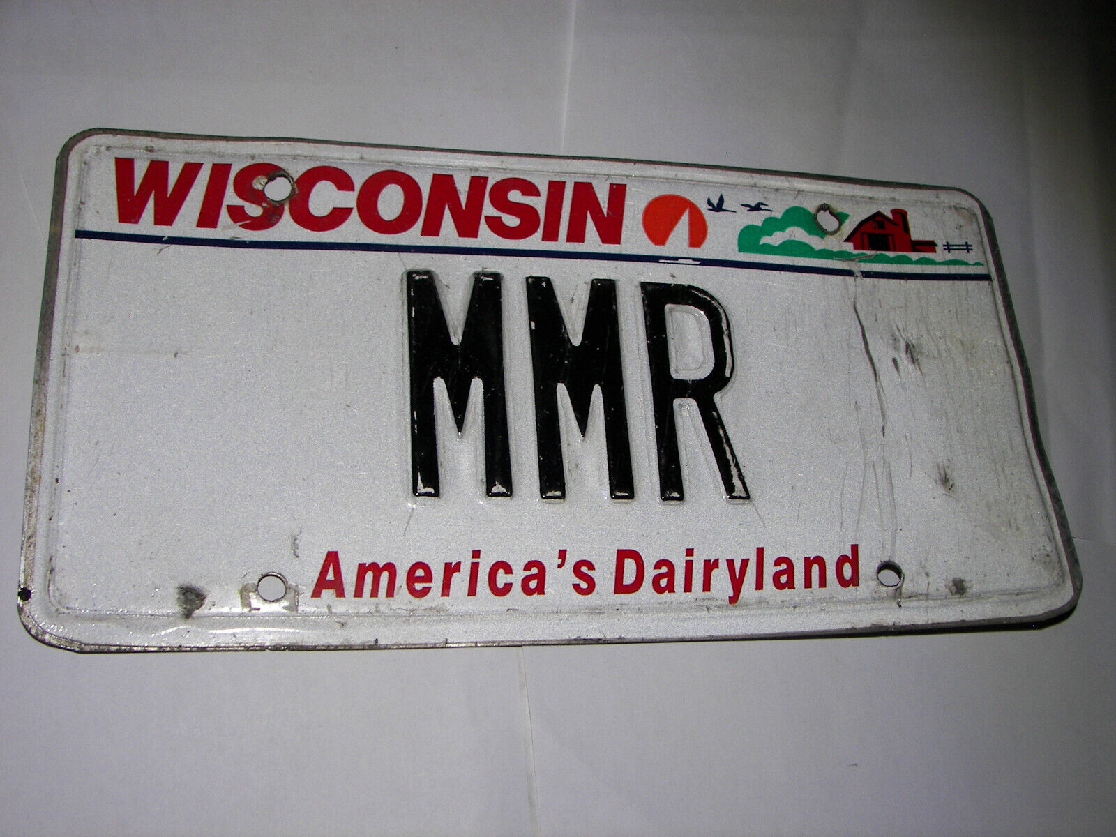 VINTAGE WISCONSIN PERSONALIZED LICENSE PLATE AMERICA\'S DAIRYLAND MMR M M R