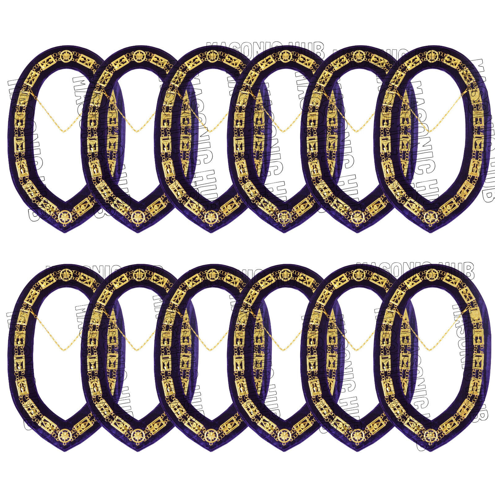 Masonic Regalia Cryptic Mason Royal & Select Master Chain Collar Set of 12