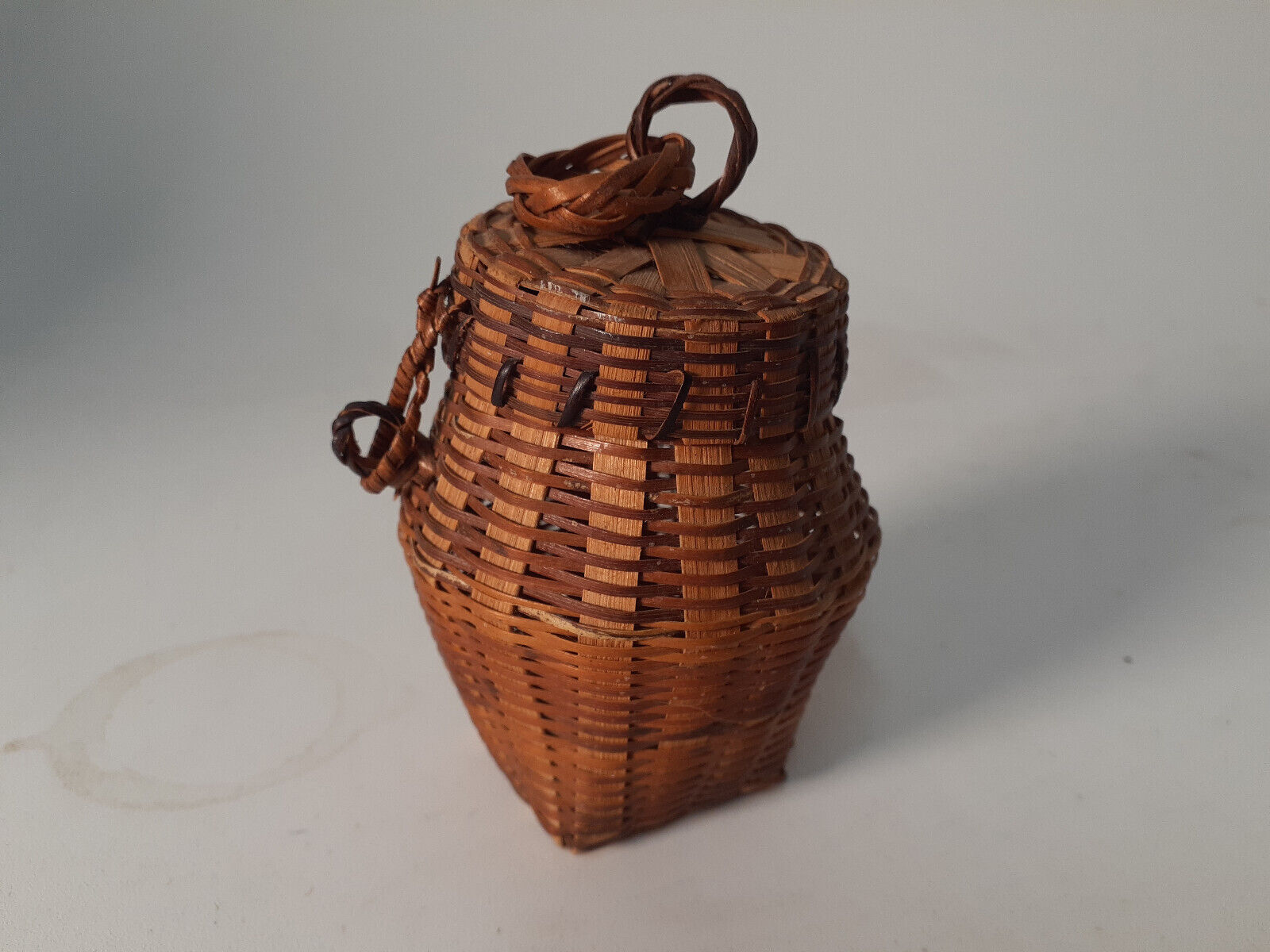 Antique Miniature Basket with Covered Lid, Very Sweet, Perfect Condition