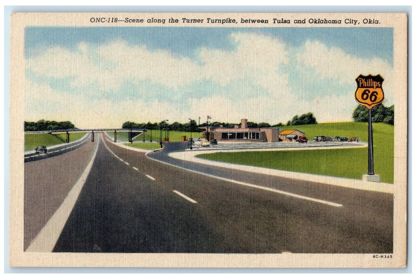 c1960s Scene Along Turner Turnpike Between Tulsa and Oklahoma City OK Postcard