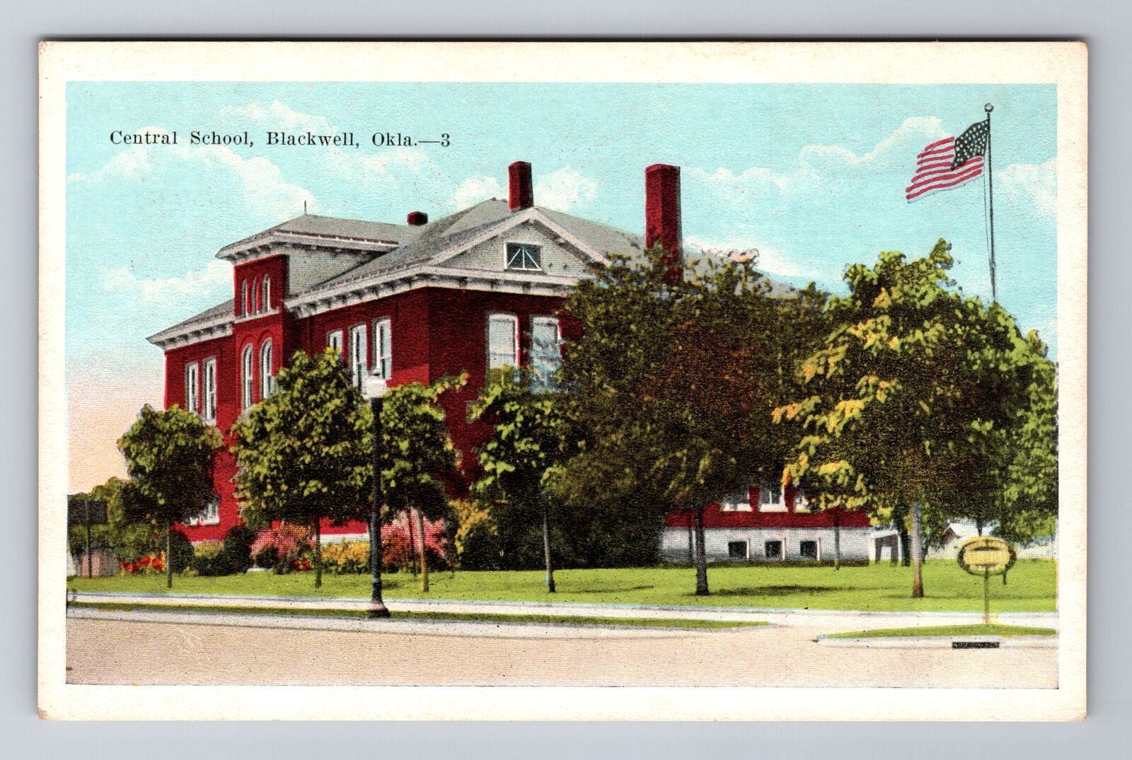 Blackwell OK-Oklahoma, Central School, Antique Vintage Souvenir Postcard