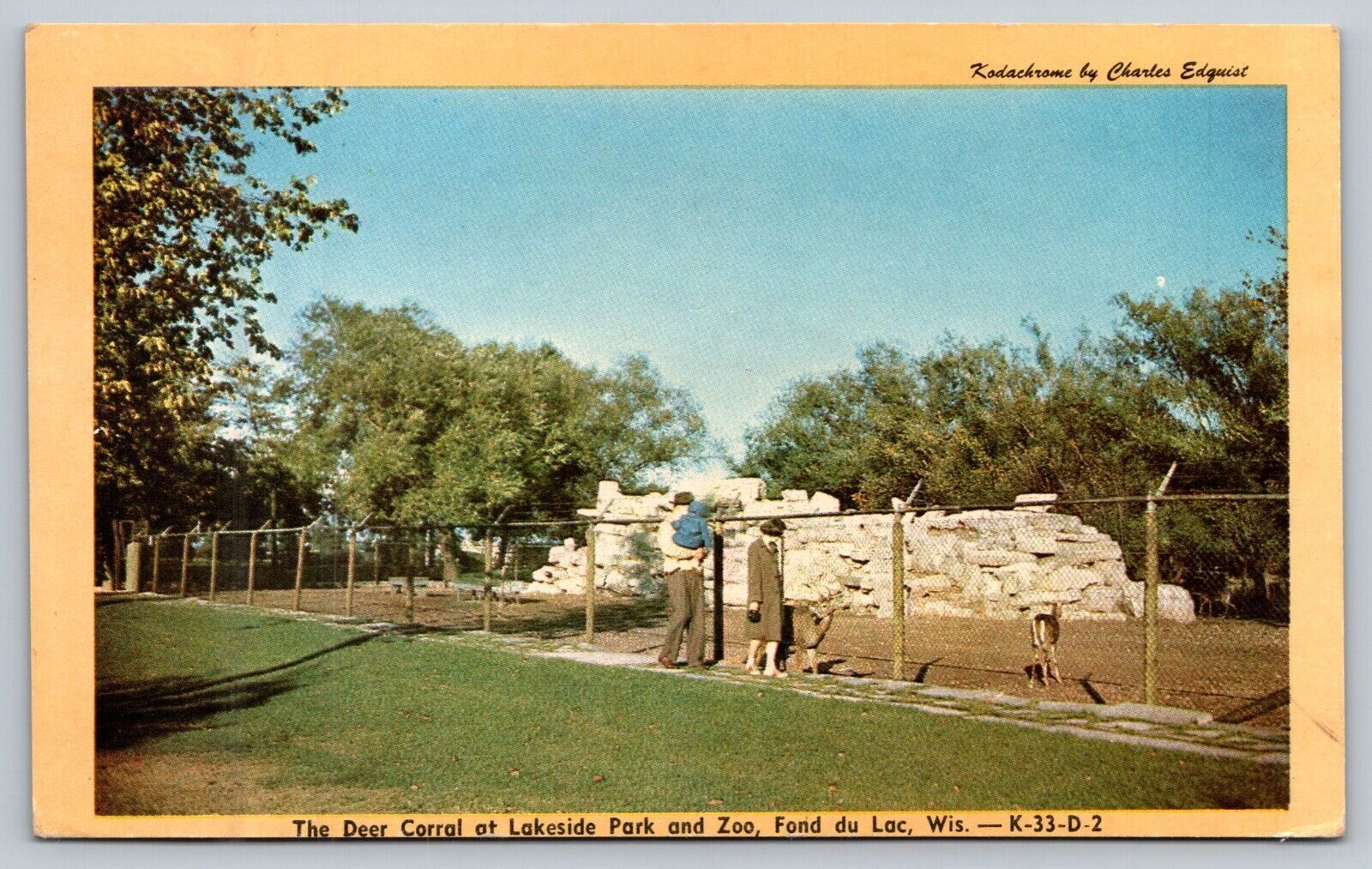 Postcard The Deer Corral at Lakeside Park and Zoo Fond du Lac Wisconsin