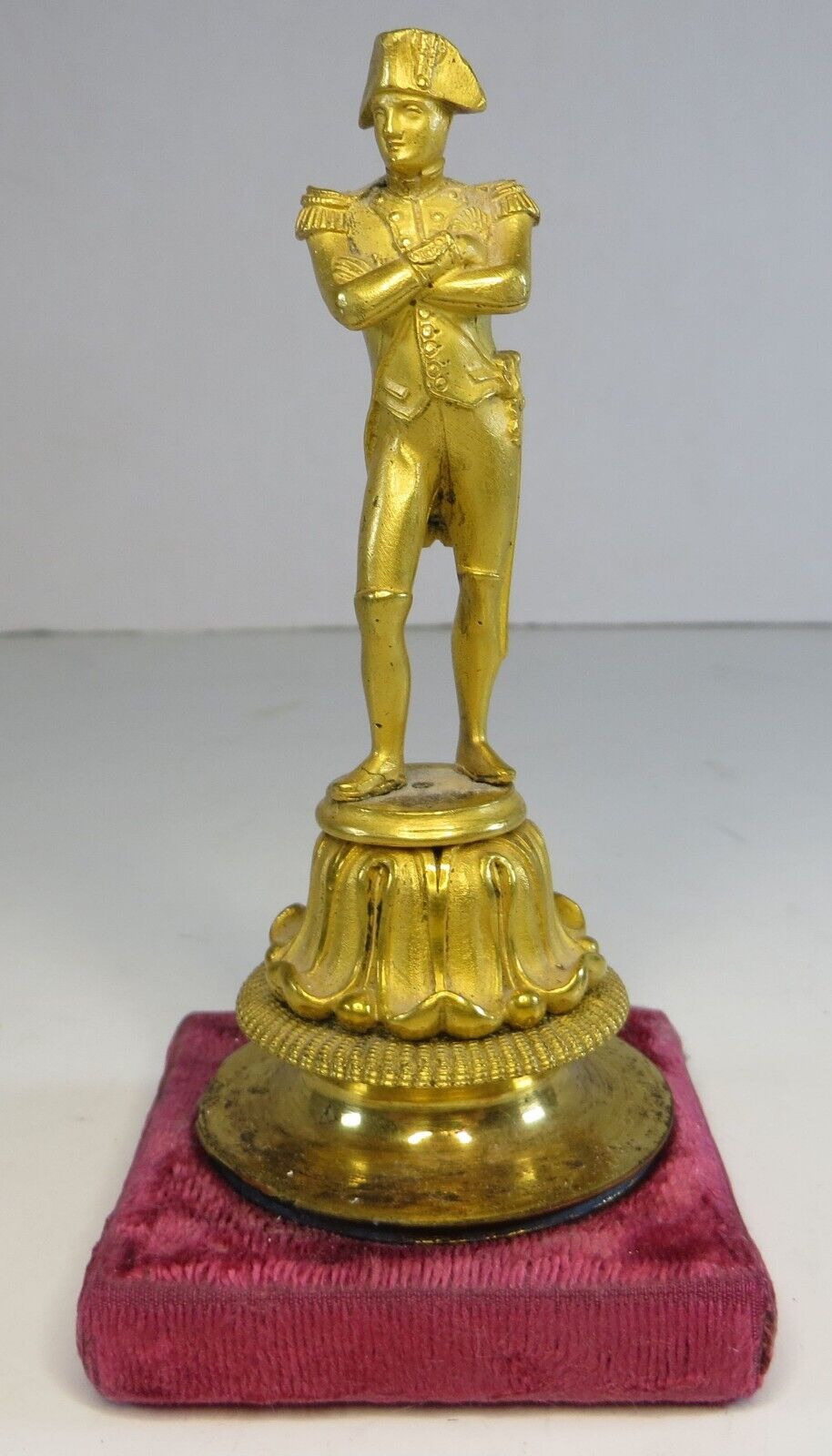 Antique French 4” Napoleon Bonaparte Desk Statue Ormolu Gilt Bronze