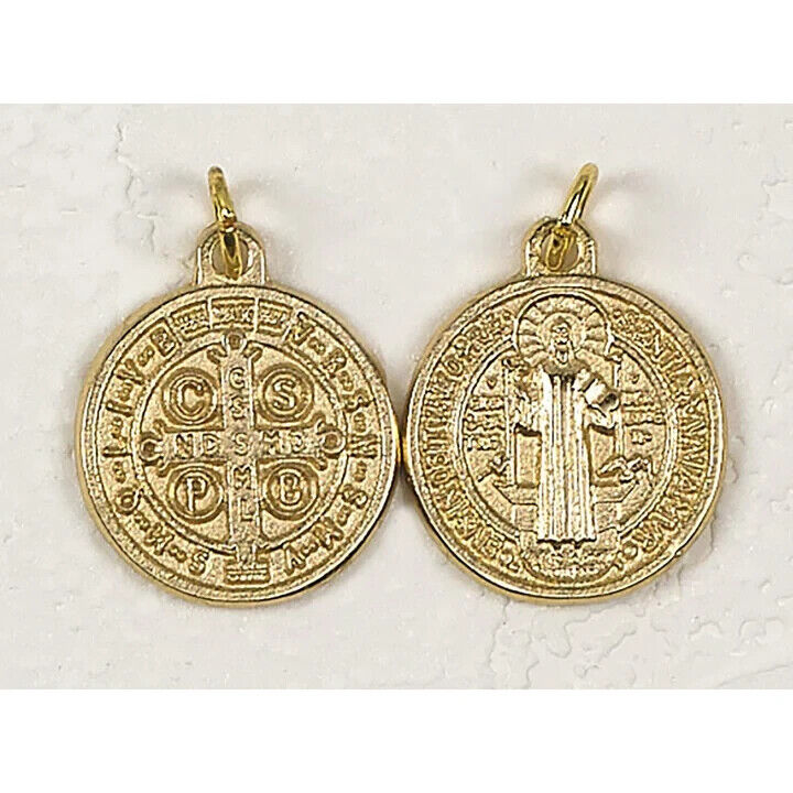Medalla De San Benito St Saint Benedict - Oxidized Gold-Tone 3/4\