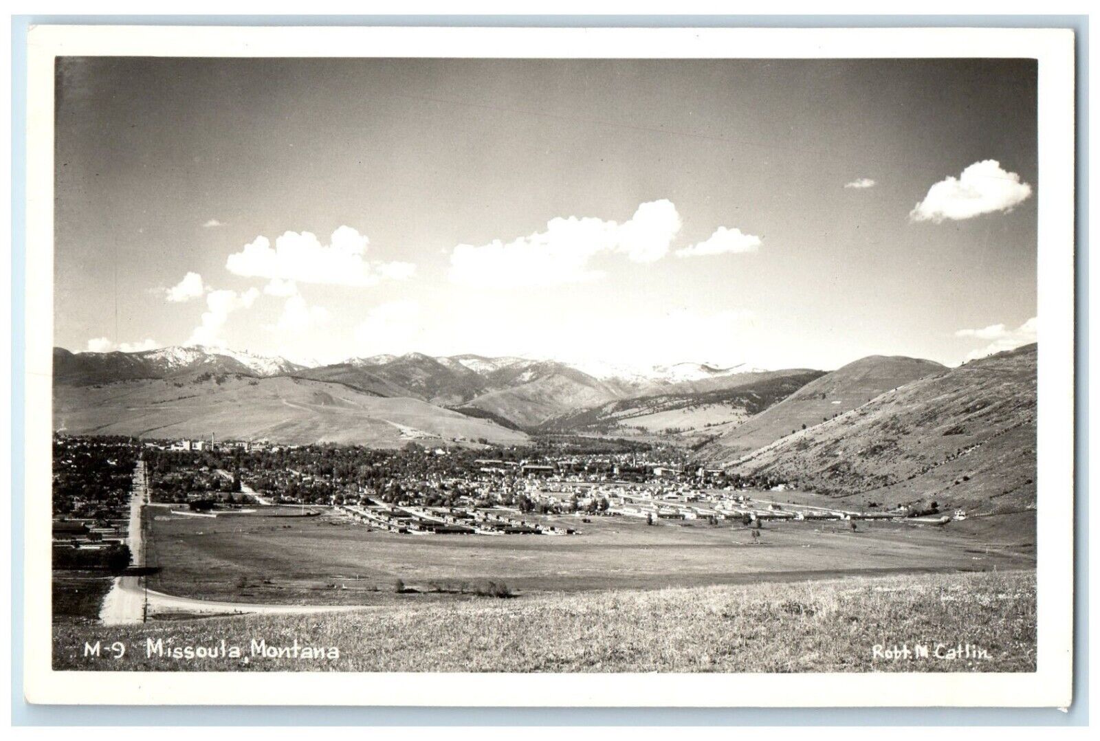 c1950's Bird's Eye View Of Missoula Montana MT RPPC Photo Vintage Postcard