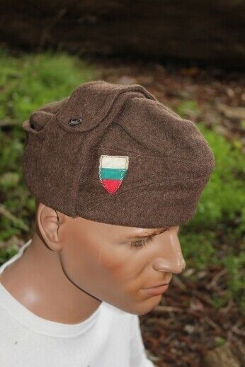 Vintage Soviet Era Bulgarian military wool pilotka cap hat winter communist