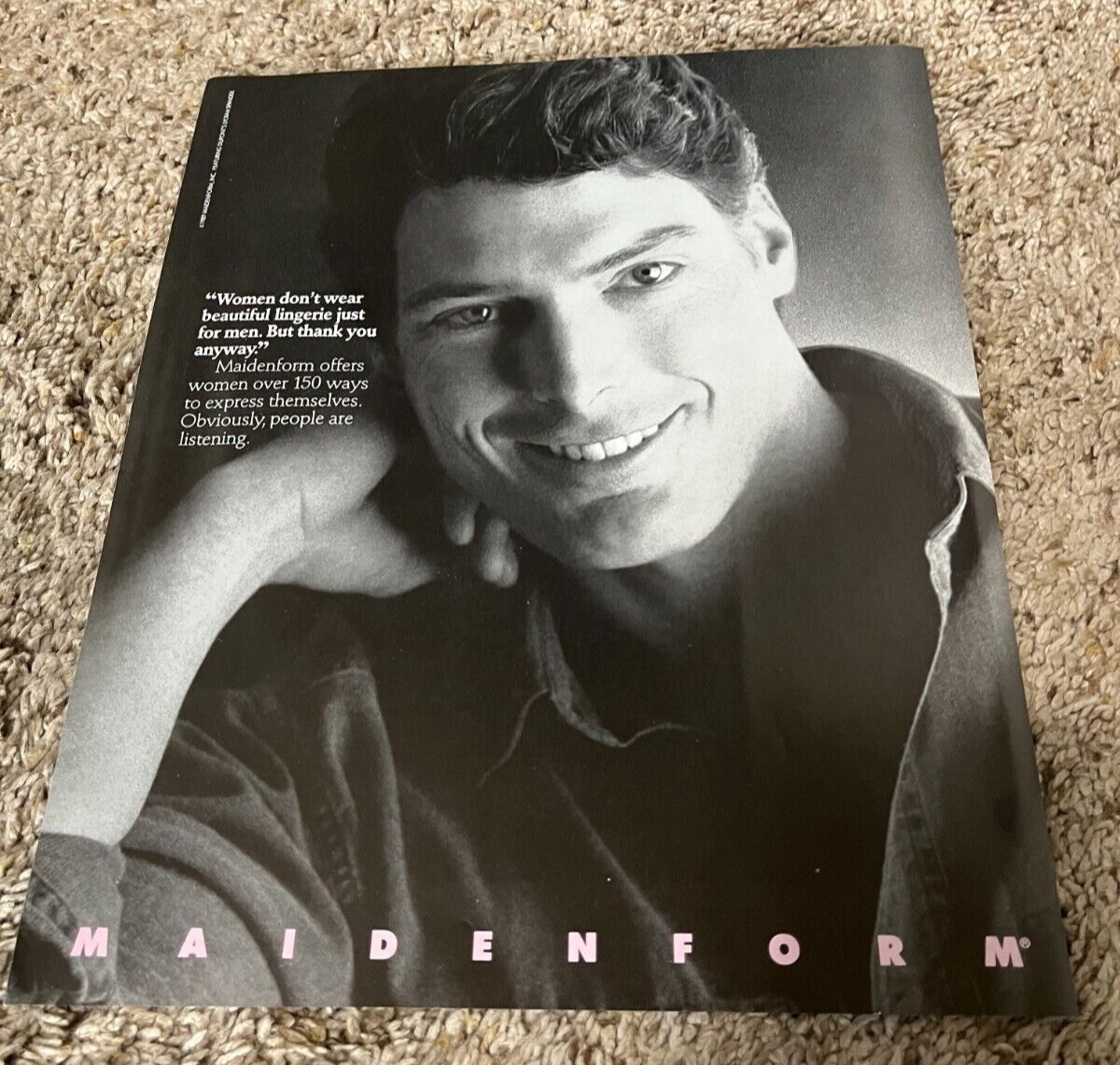 1989 Maidenform Lingerie CHRISTOPHER REEVE 9x11\'\' Magazine Print Ad