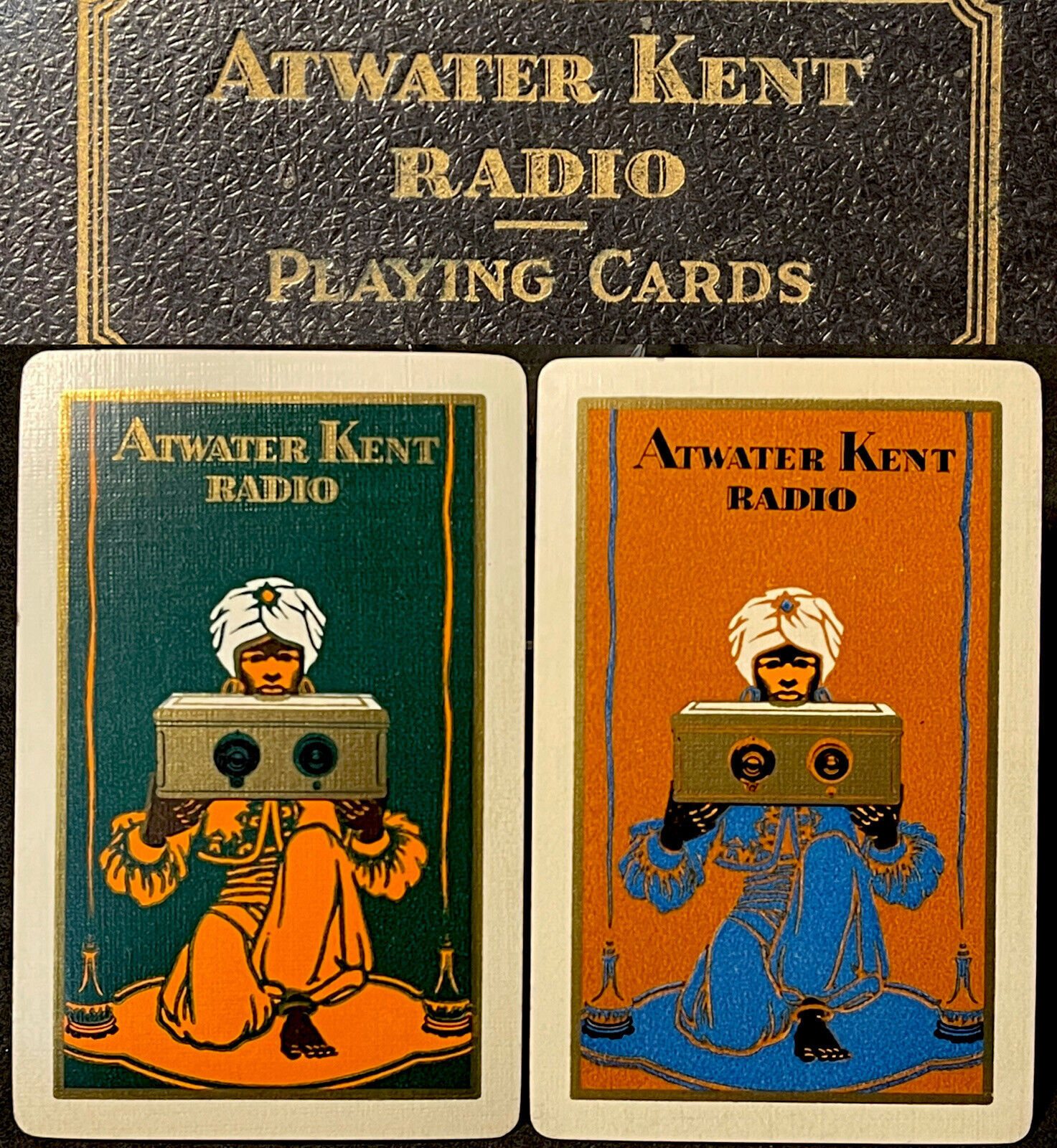Rare Historic Atwater Kent Antique Radio Playing Cards & Box Set + Jokers
