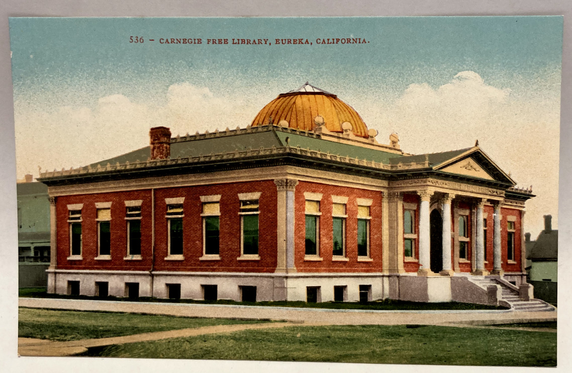 Carnegie Free Library, Eureka, California CA Vintage Postcard