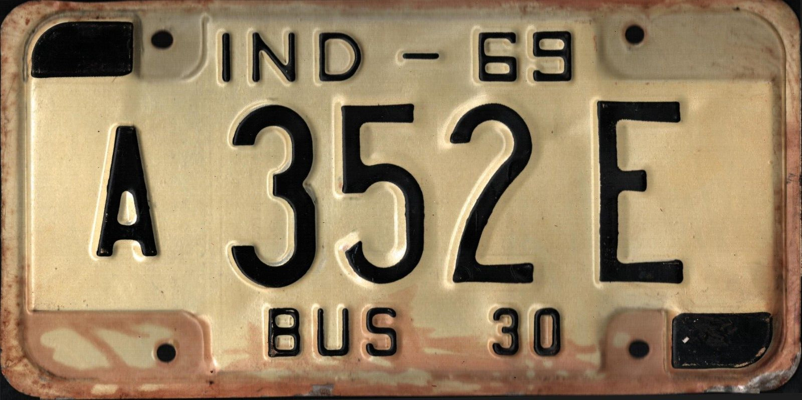 Vintage 1969  INDIANA BUS License Plate  Birthday craft wall gift