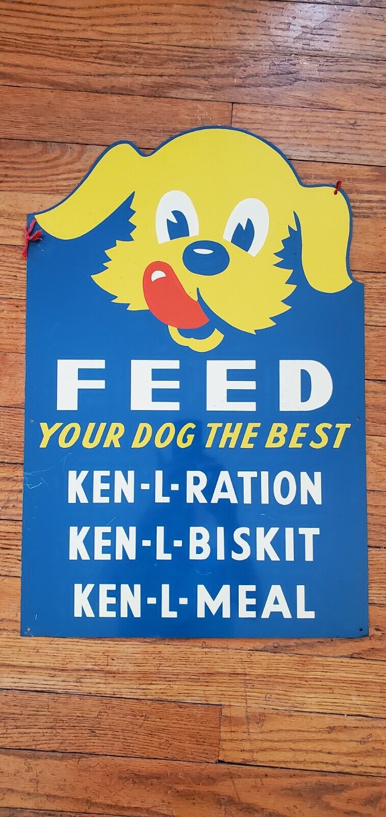 Antique Vintage KEN L Ration Metal SIGN with great gloss w 