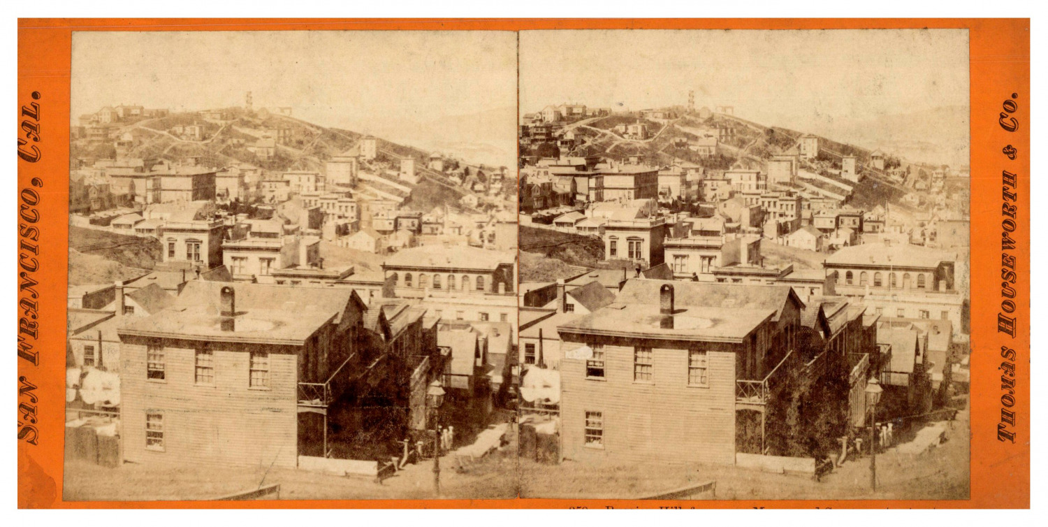 USA, San Francisco, General View with Russian Hill, ca.1865, Stereo Vinta Print