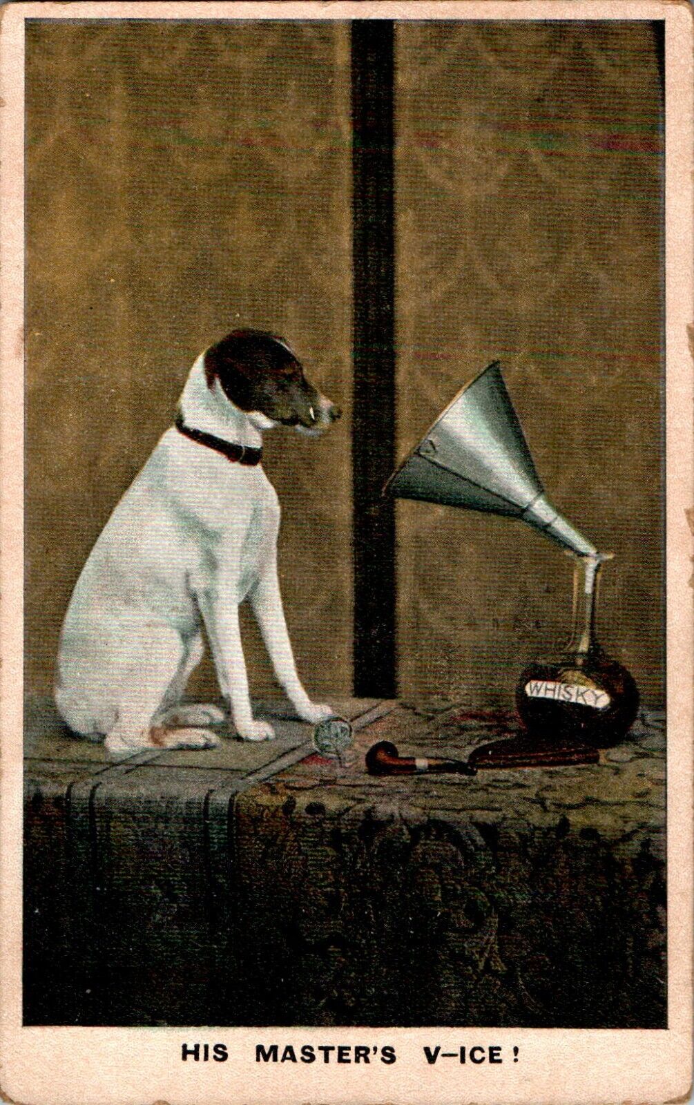 His Master\'s Voice, Whiskey, Humor 1910 Postcard