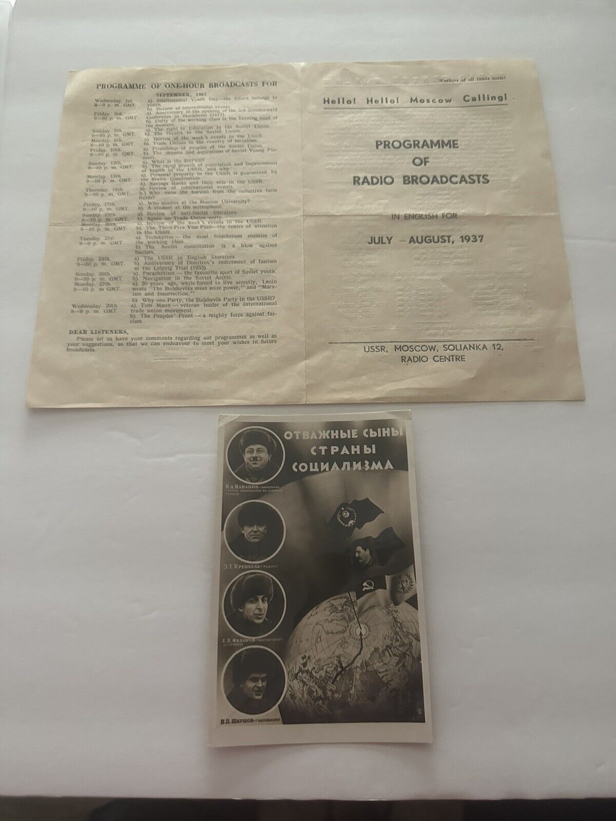 1950s Radio Moscow Brochure & Program Pamphlet Soviet USSR Cold War Propaganda