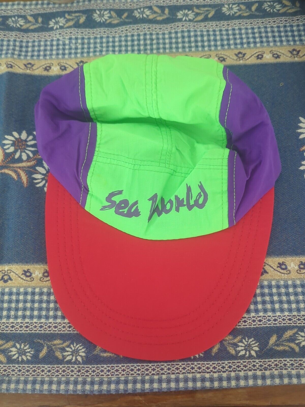 Vintage Sea World Florescent Colored  One Size Fits All Fitted Hat