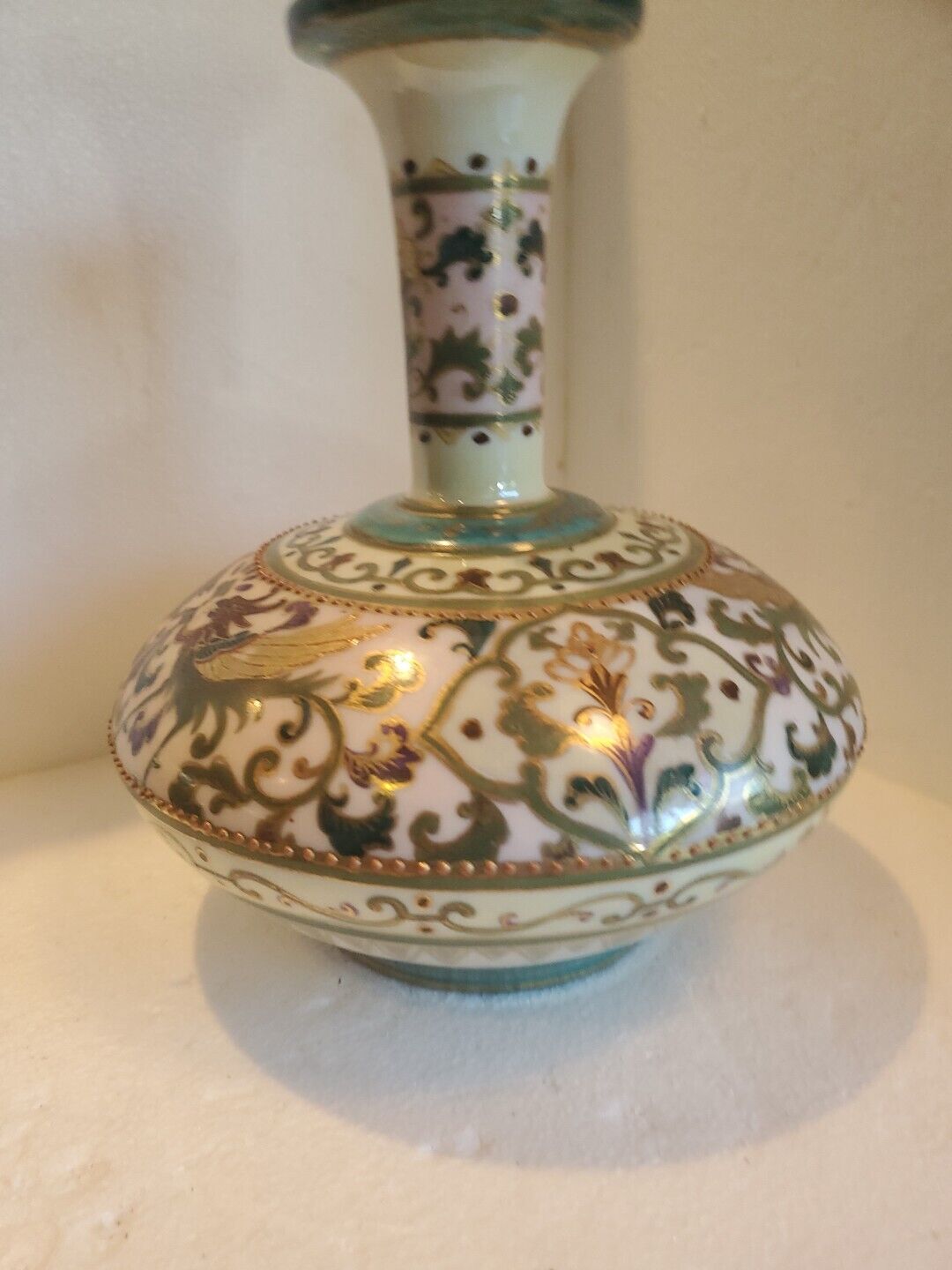 Vase Ceramic Hand Painted w/ Gold Colored Gilding Little Known About It