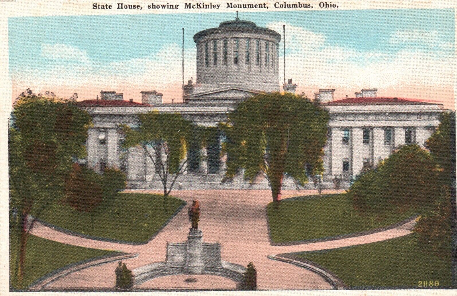 Postcard OH Columbus State House McKinley Monument Linen Vintage PC H9188