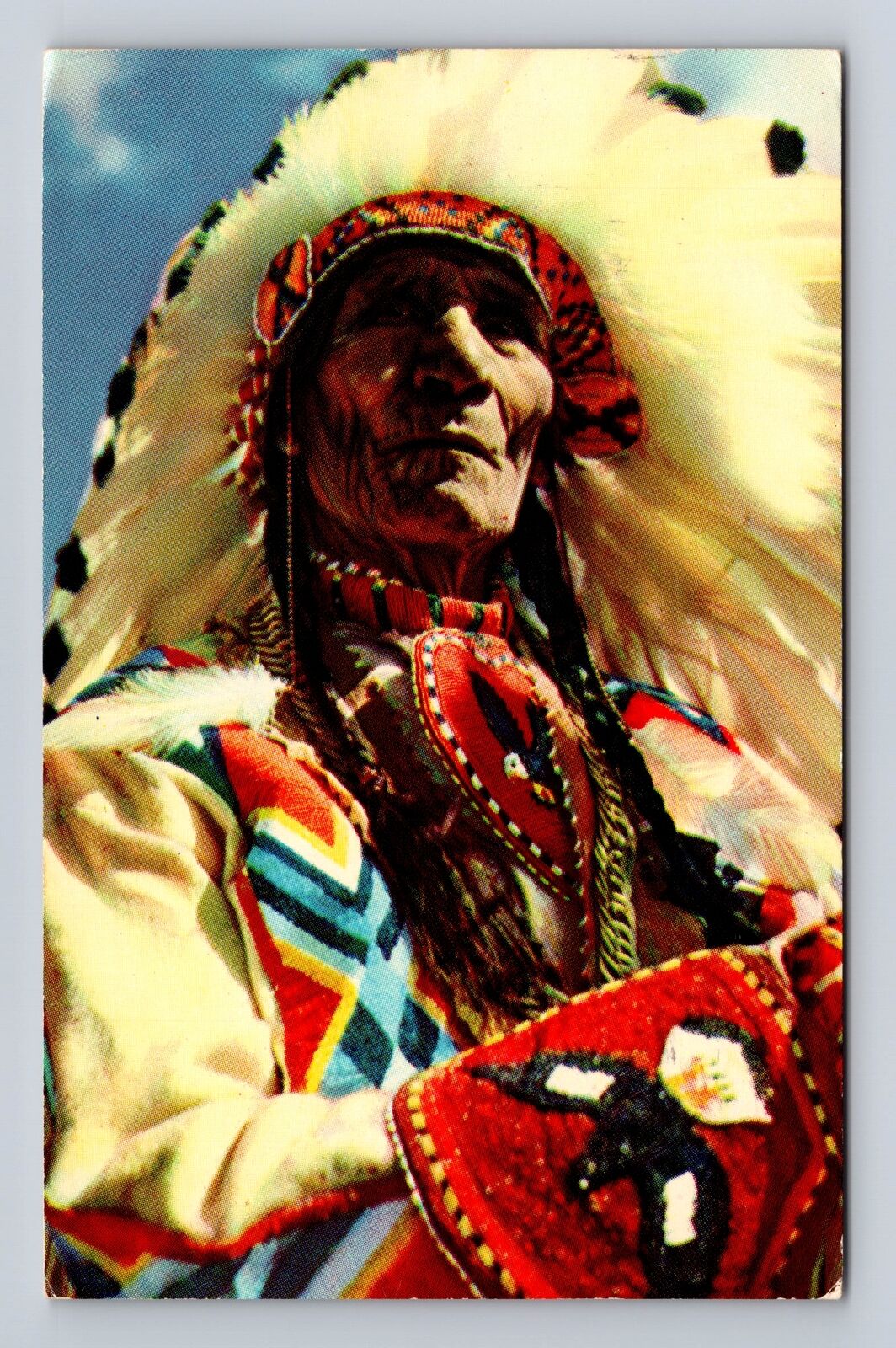 Chief Sitting Eagle, Stoney Indians, Antique Vintage c1960 Souvenir Postcard