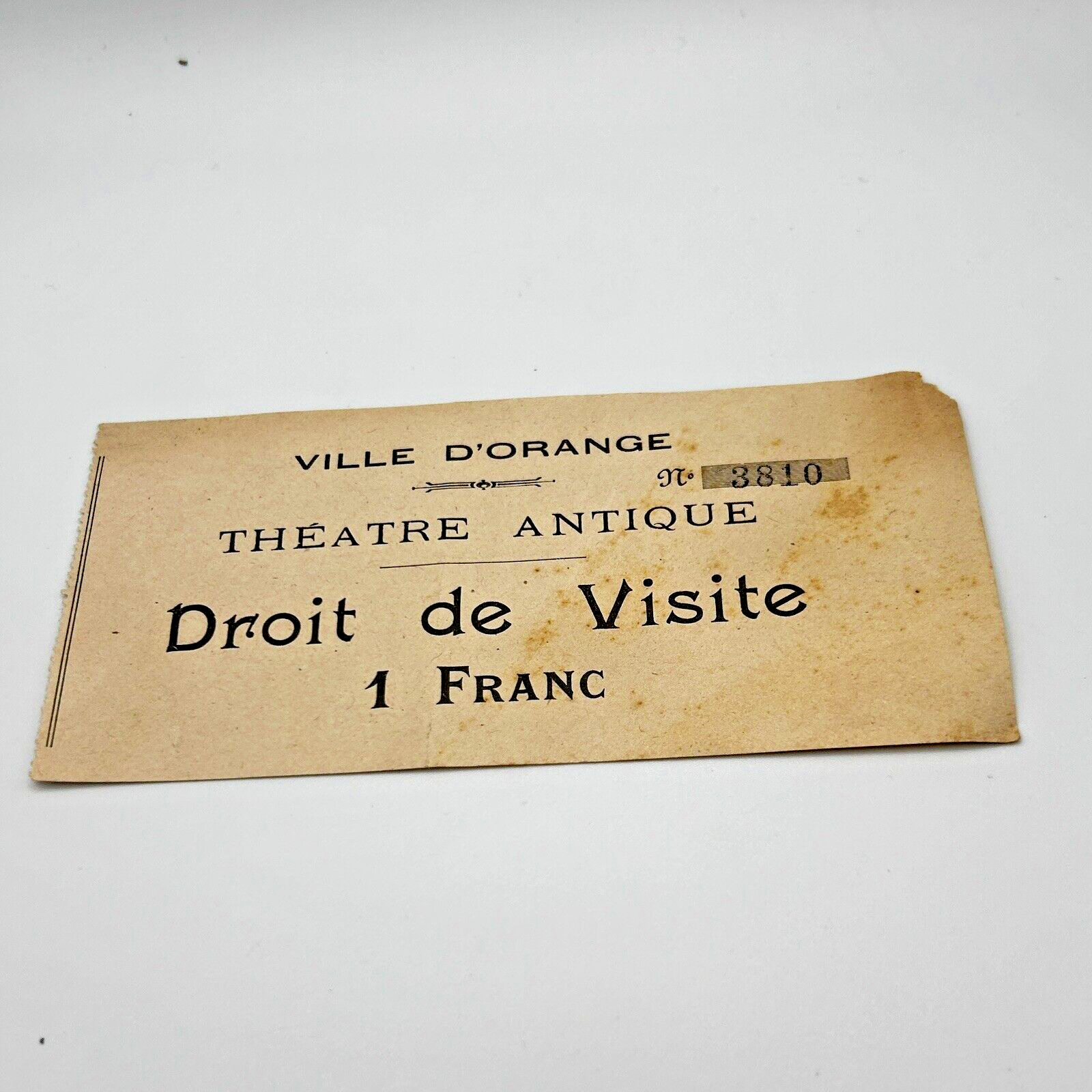 Antique 1922 Ville D’Orange Ticket 3810 Roman Theatre of Orange Paris France