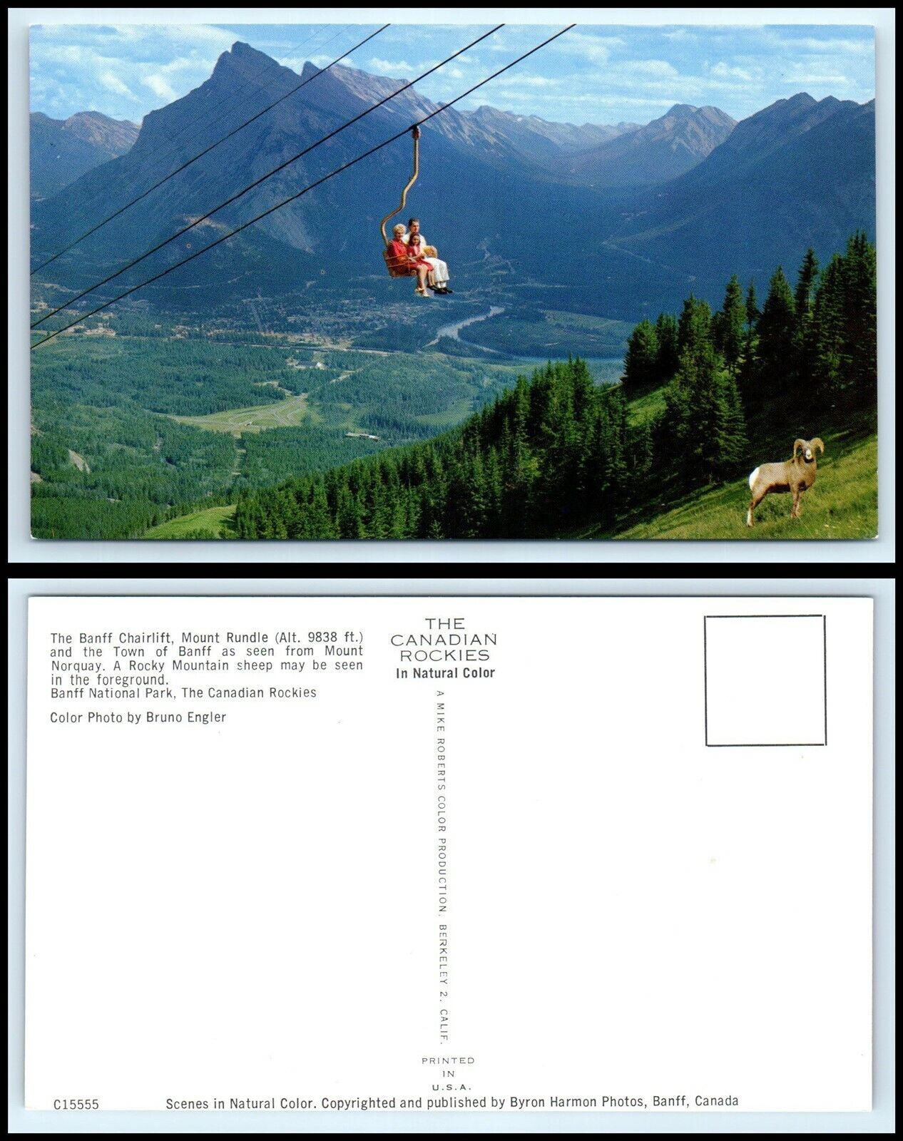CANADA Postcard -Banff Chairlift, Mt Rundle & Town Of Banff From Mt. Norquay BZ4
