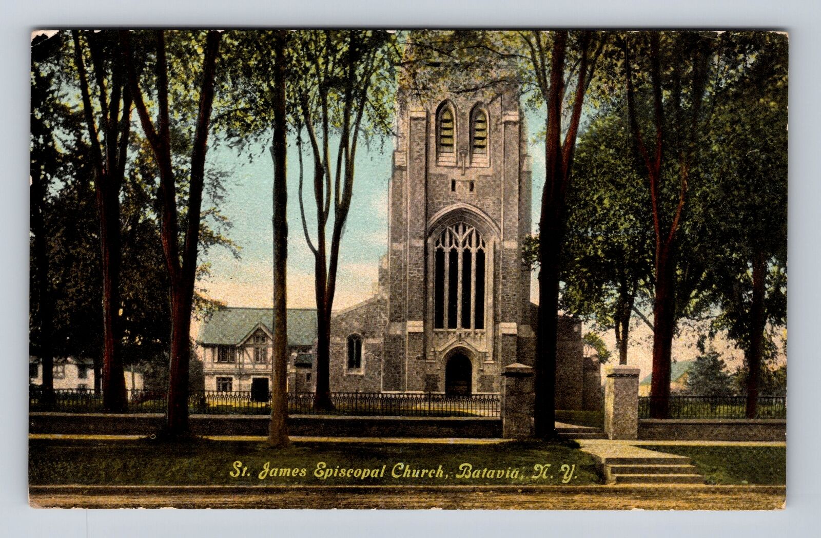 Batavia NY-New York, St James Episcopal Church, Religion, Vintage Postcard
