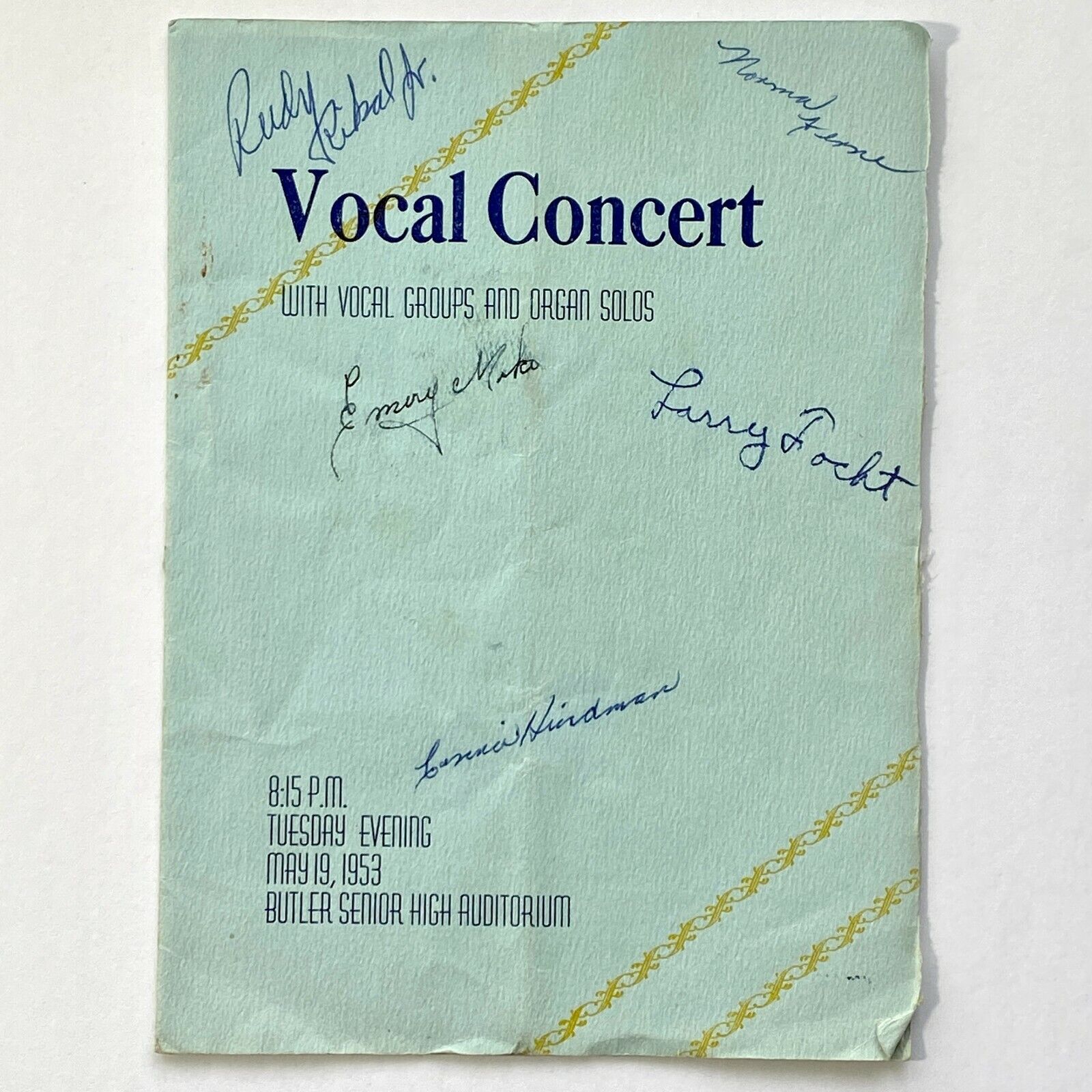 1953 Butler PA Senior High School Vocal Concert Program Organ Choir Signature