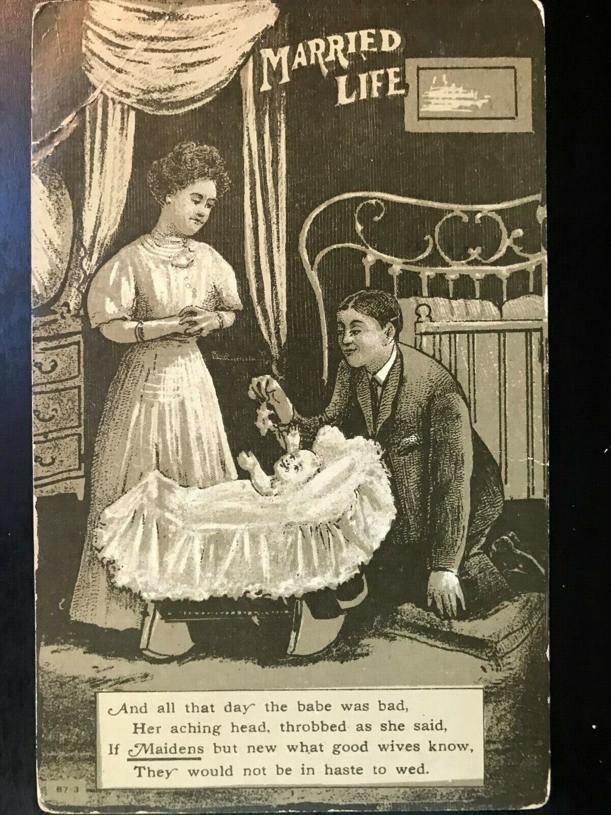 Vintage Postcard 1911 Married Life Romantic Postcard