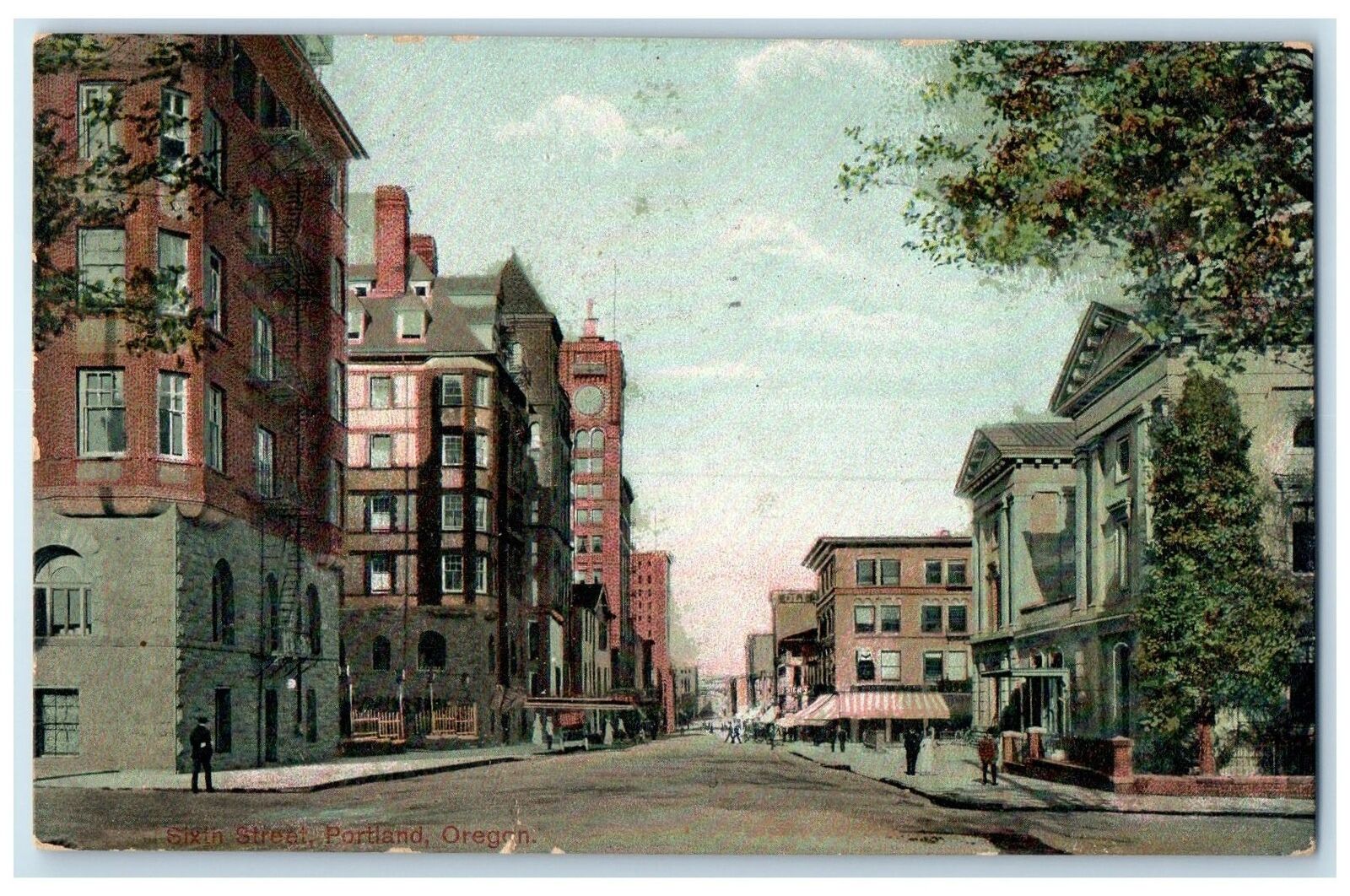 c1910s Sixth Street Buildings And Shops Scene Portland Oregon OR Posted Postcard