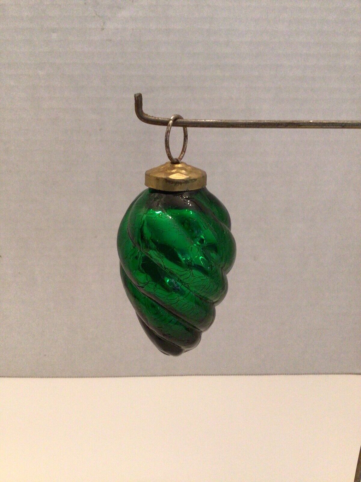 Kugel Mercury Glass 1900 Green Swirl Crackle Antique Christmas Ornament 3.75”
