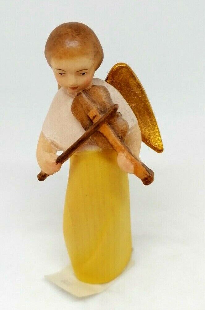Nice Angel hold trumpet Italy wood statue hand painted Bethlehem gift 10*4 cm